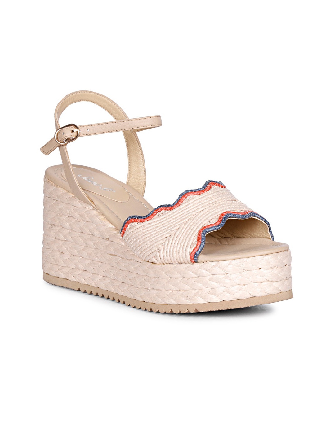 

Saint G Leather Wedge Heels, Beige