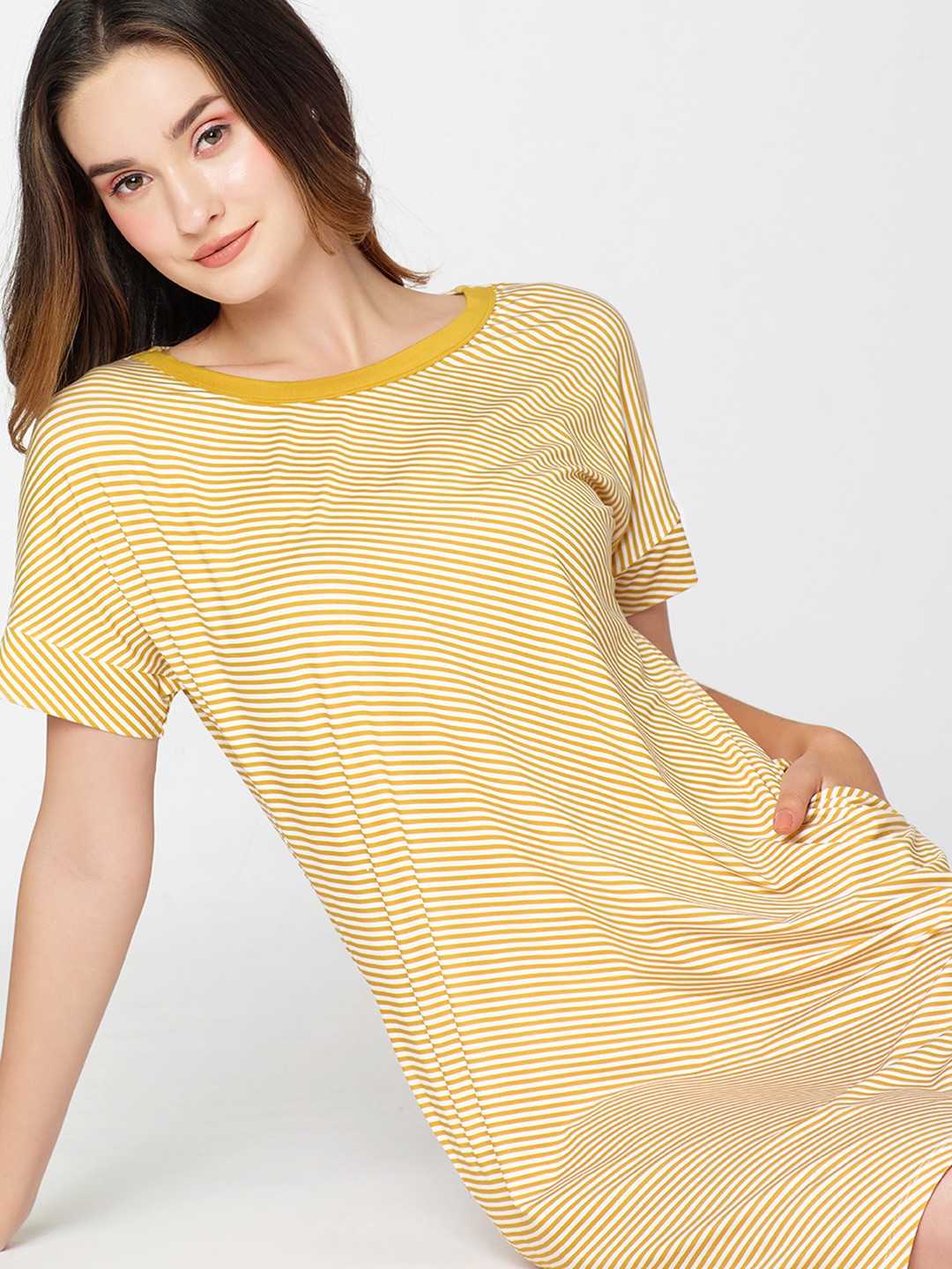 

I like me Striped Nightdress, Yellow
