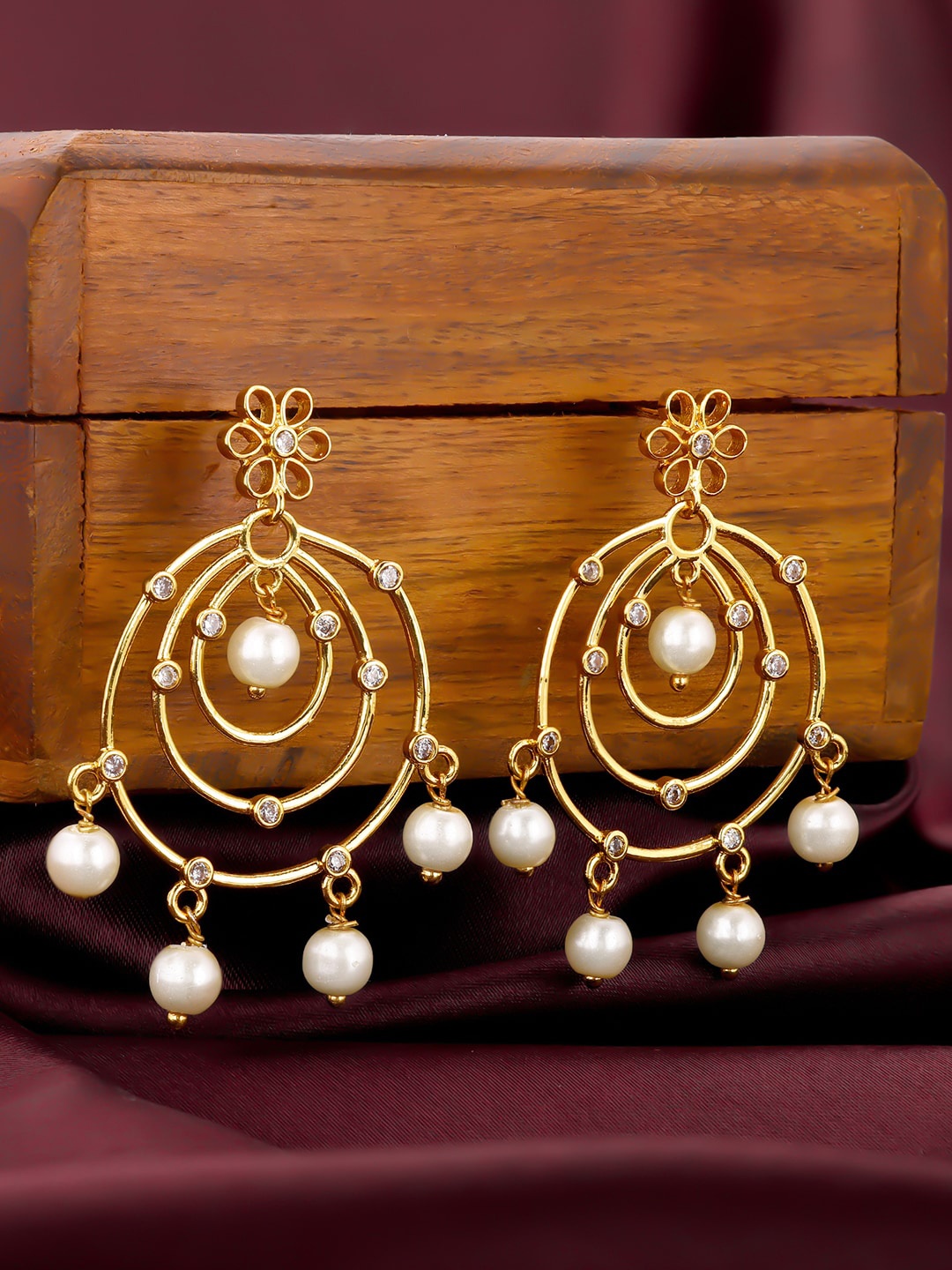 

GIVA 925 Sterling Silver Gold-Plated Circular Drop Earrings