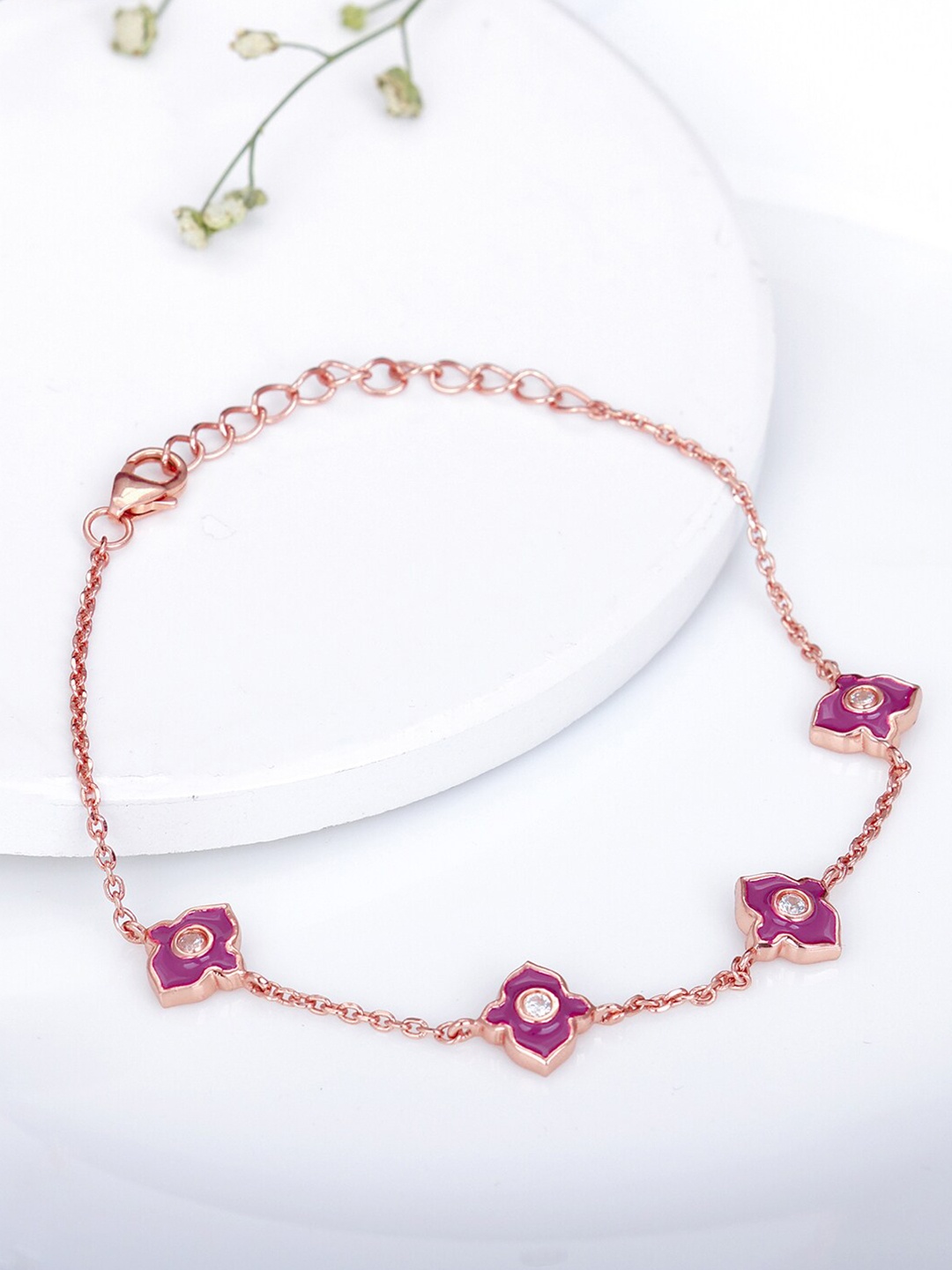 

GIVA Women Sterling Silver Gold-Plated Link Bracelet, Rose gold