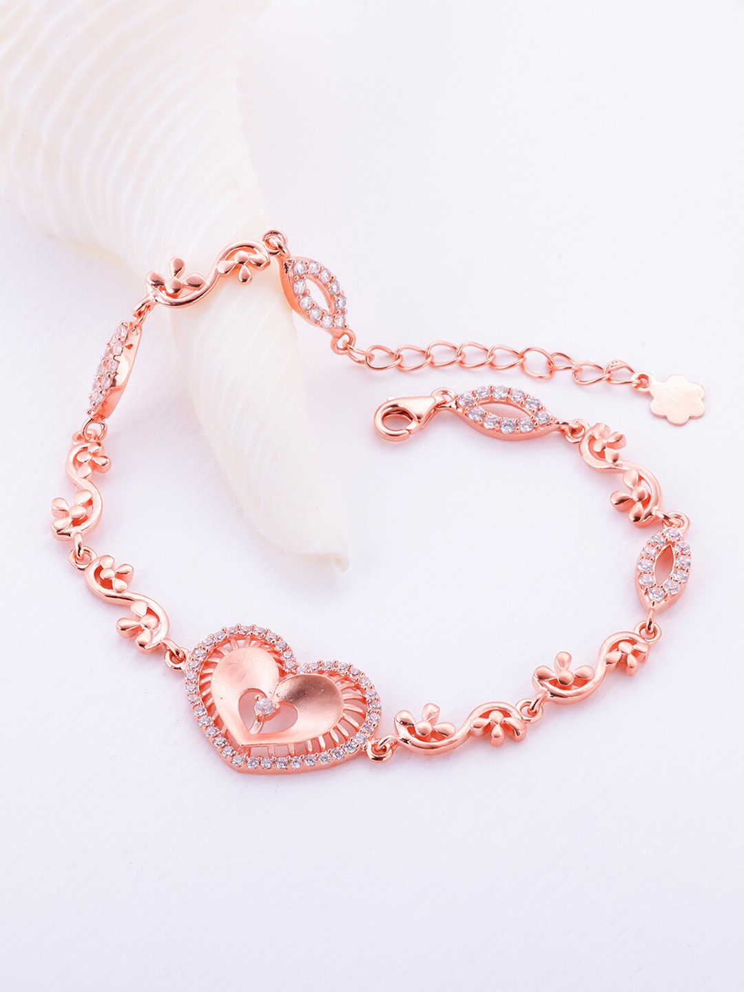 

GIVA Women Sterling Silver Cubic Zirconia Rose Gold-Plated Link Bracelet