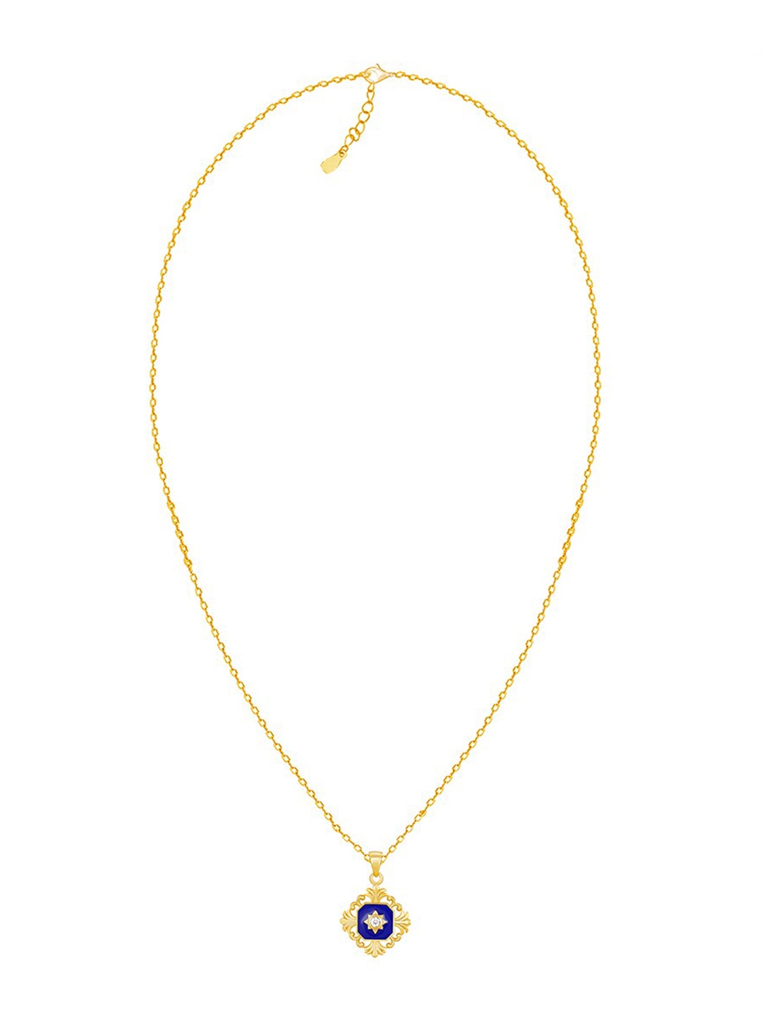 

GIVA 925 Sterling Silver Gold-Plated Stone-Studded Pendant With Chain