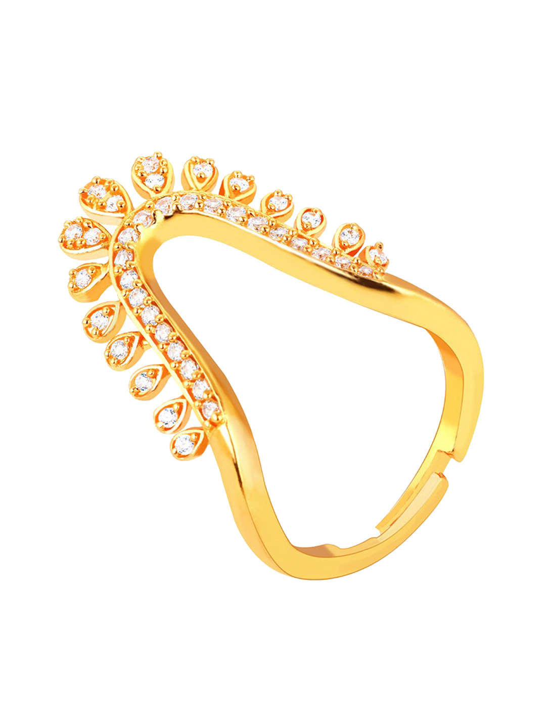 

GIVA 92.5 Sterling Silver Gold-Plated CZ-Studded Adjustable Finger Ring