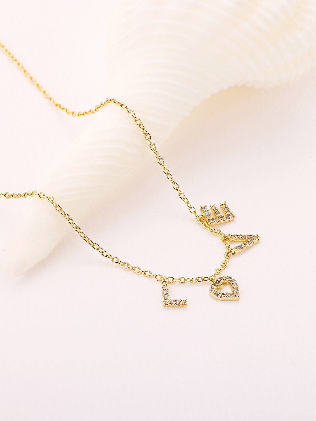 

GIVA Women 925 Sterling Silver & Gold-Plated Love Necklace, White