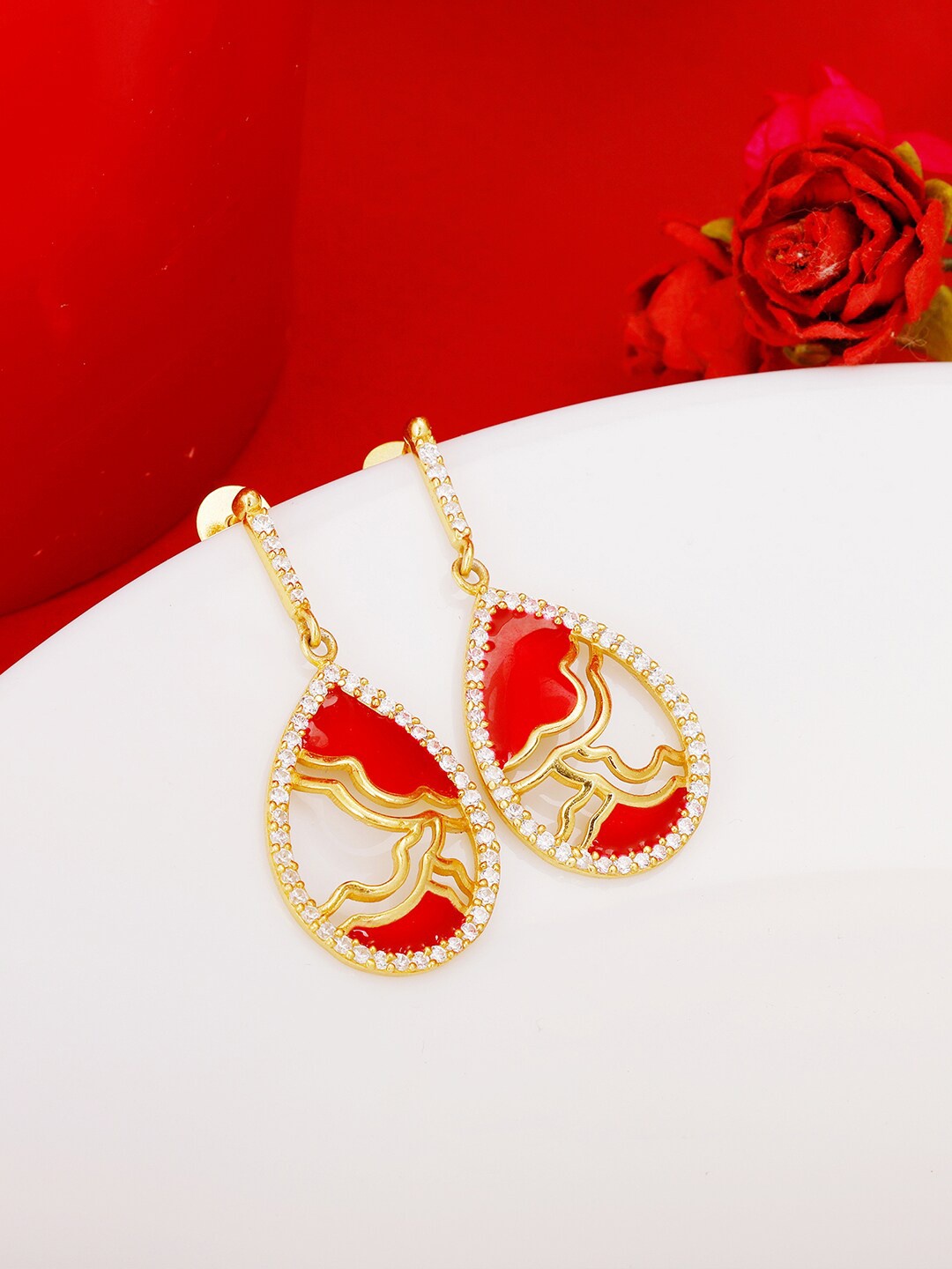 

GIVA 925 Sterling Silver Contemporary Drop Earrings, Gold