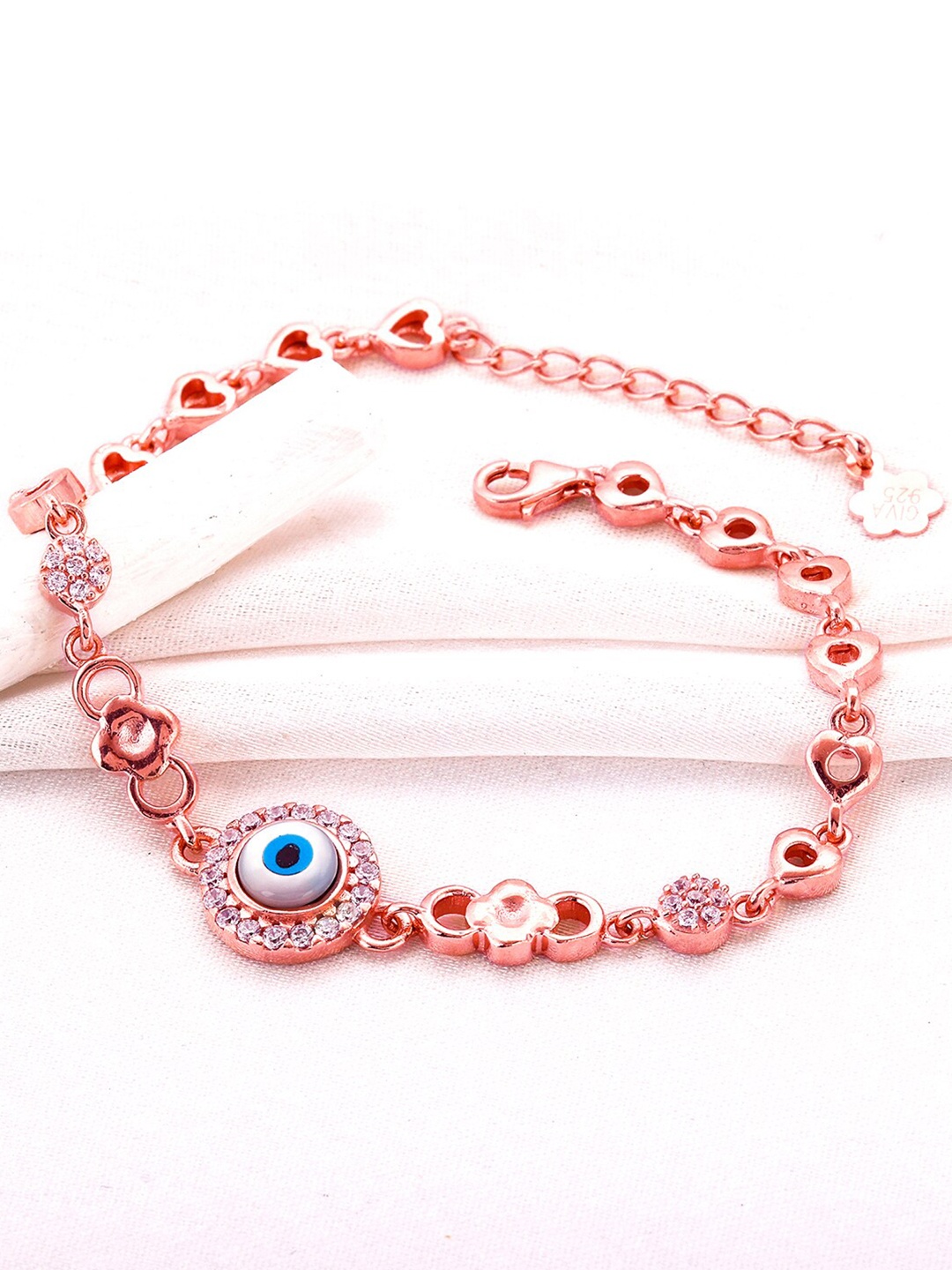 

GIVA Women Sterling Silver Cubic Zirconia Rose Gold-Plated Link Bracelet