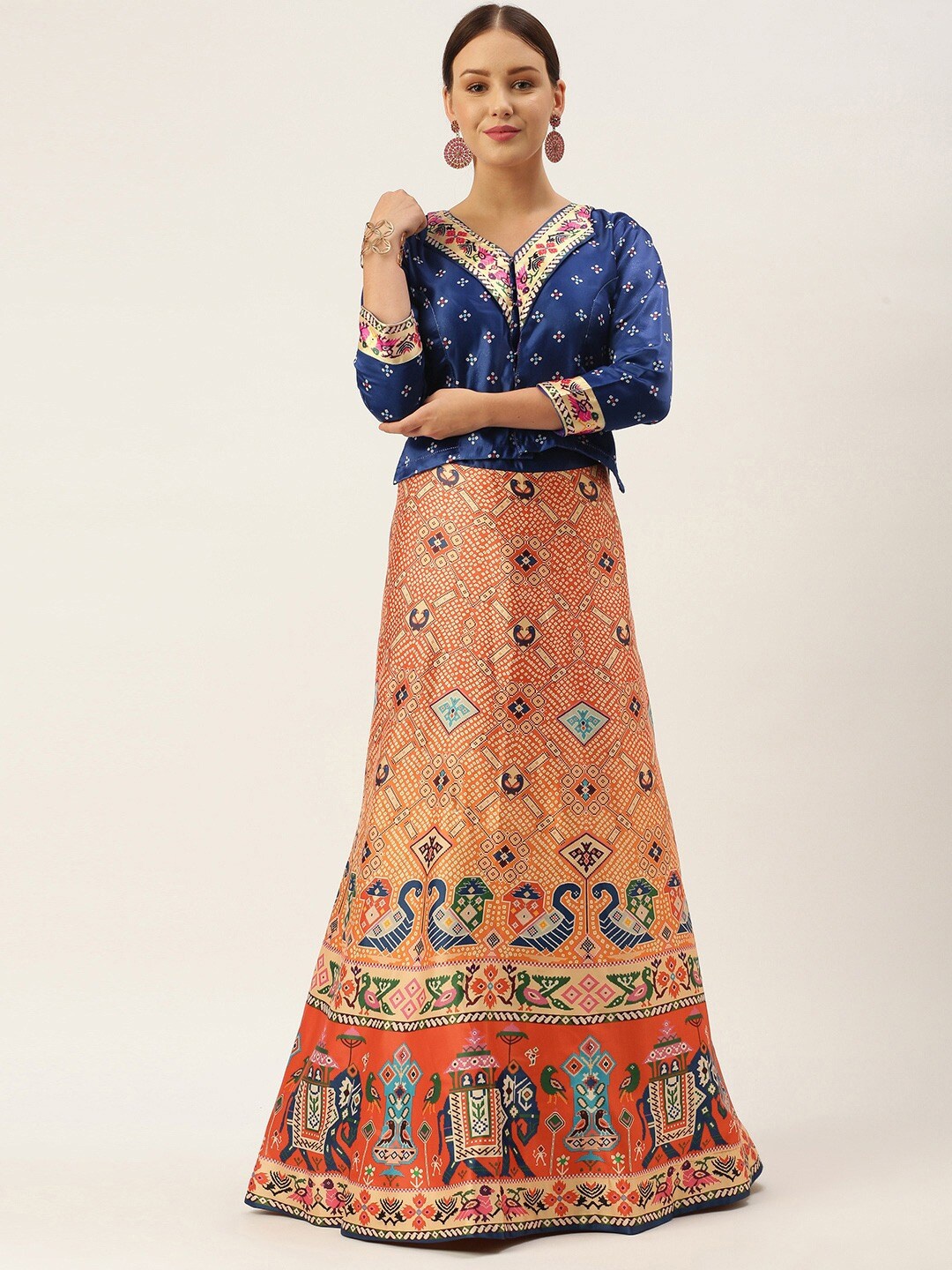 

Kaizen TEXO FAB Printed Semi-Stitched Lehenga & Unstitched, Blue