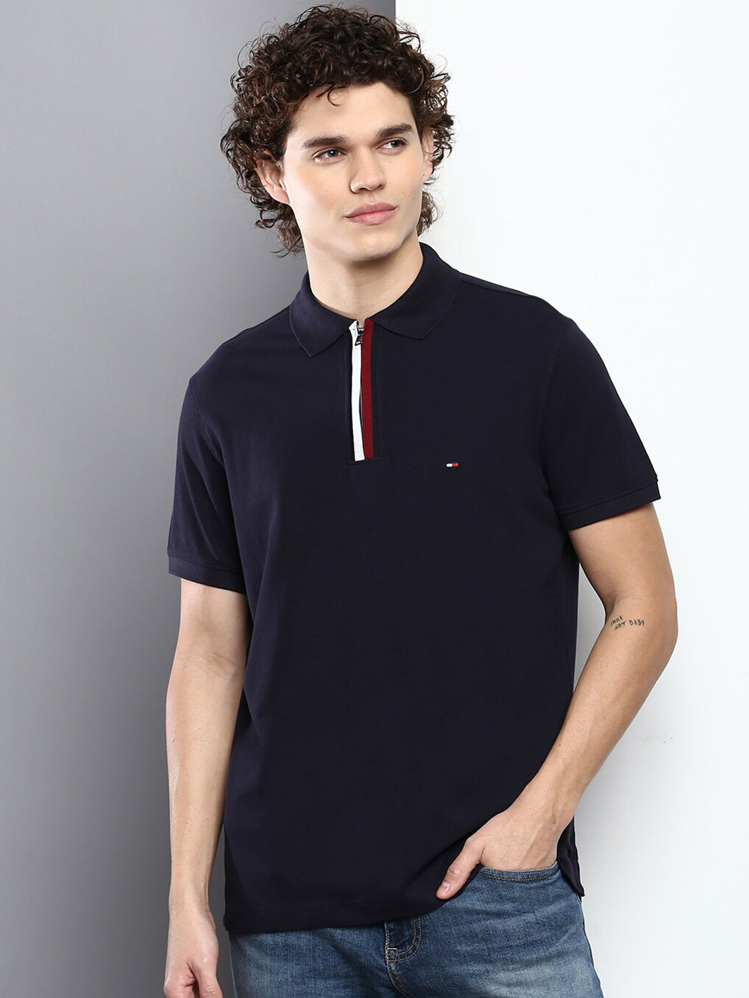 

Tommy Hilfiger Men Polo Collar Cotton T-shirt, Navy blue