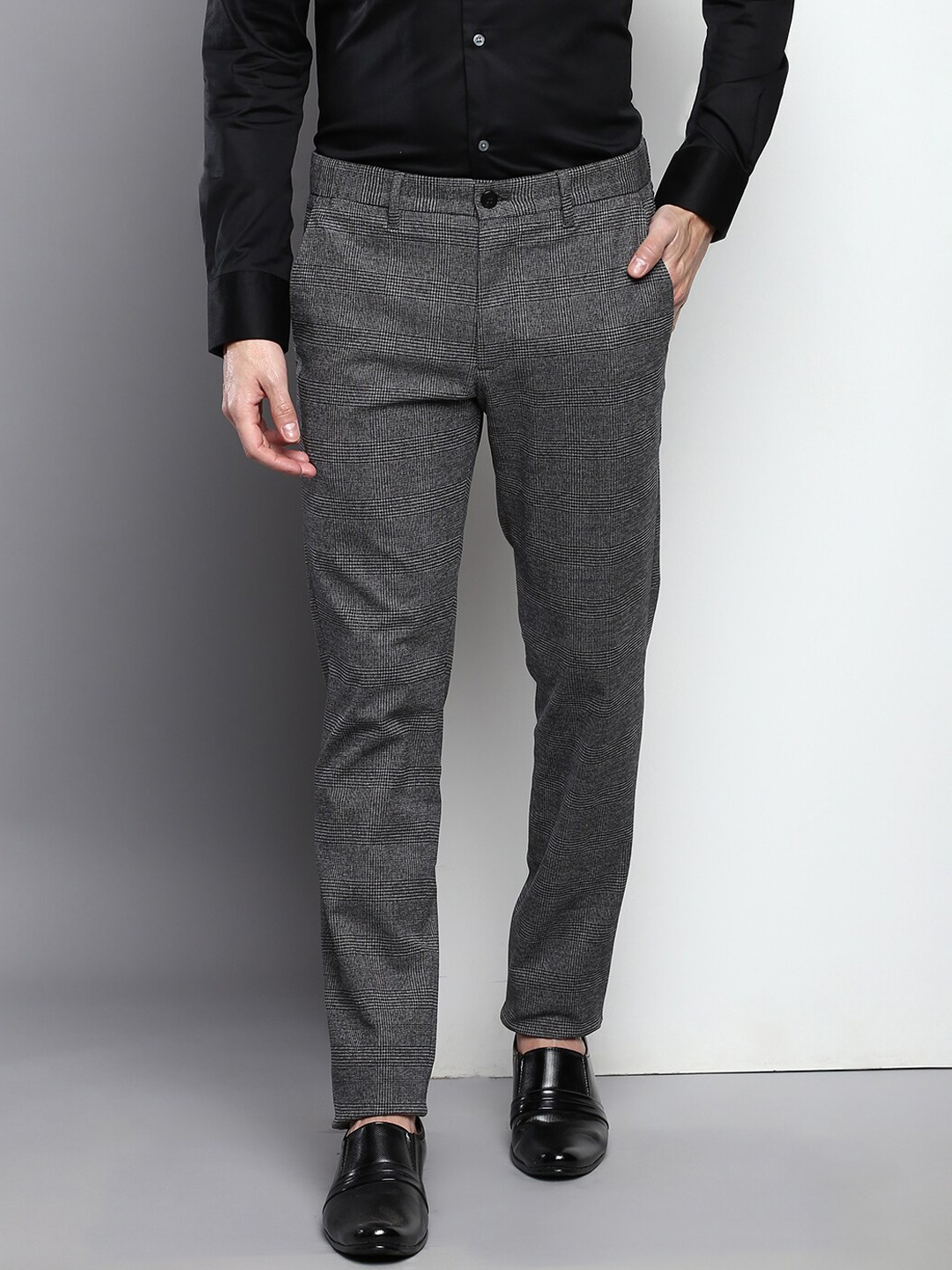 

Tommy Hilfiger Men Checked Trousers, Grey