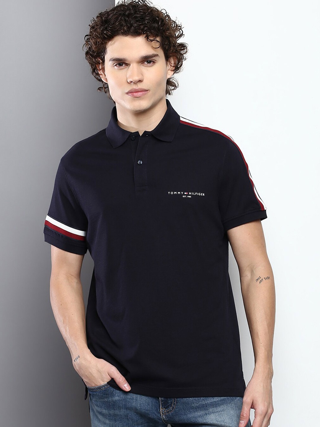 

Tommy Hilfiger Men Polo Collar Cotton T-shirt, Navy blue