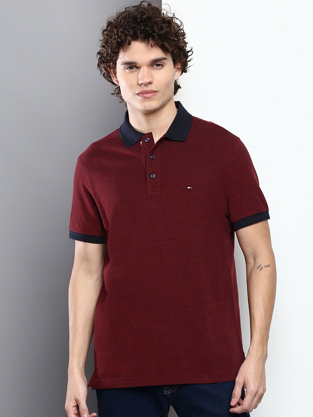

Tommy Hilfiger Men Polo Collar Cotton T-shirt, Red
