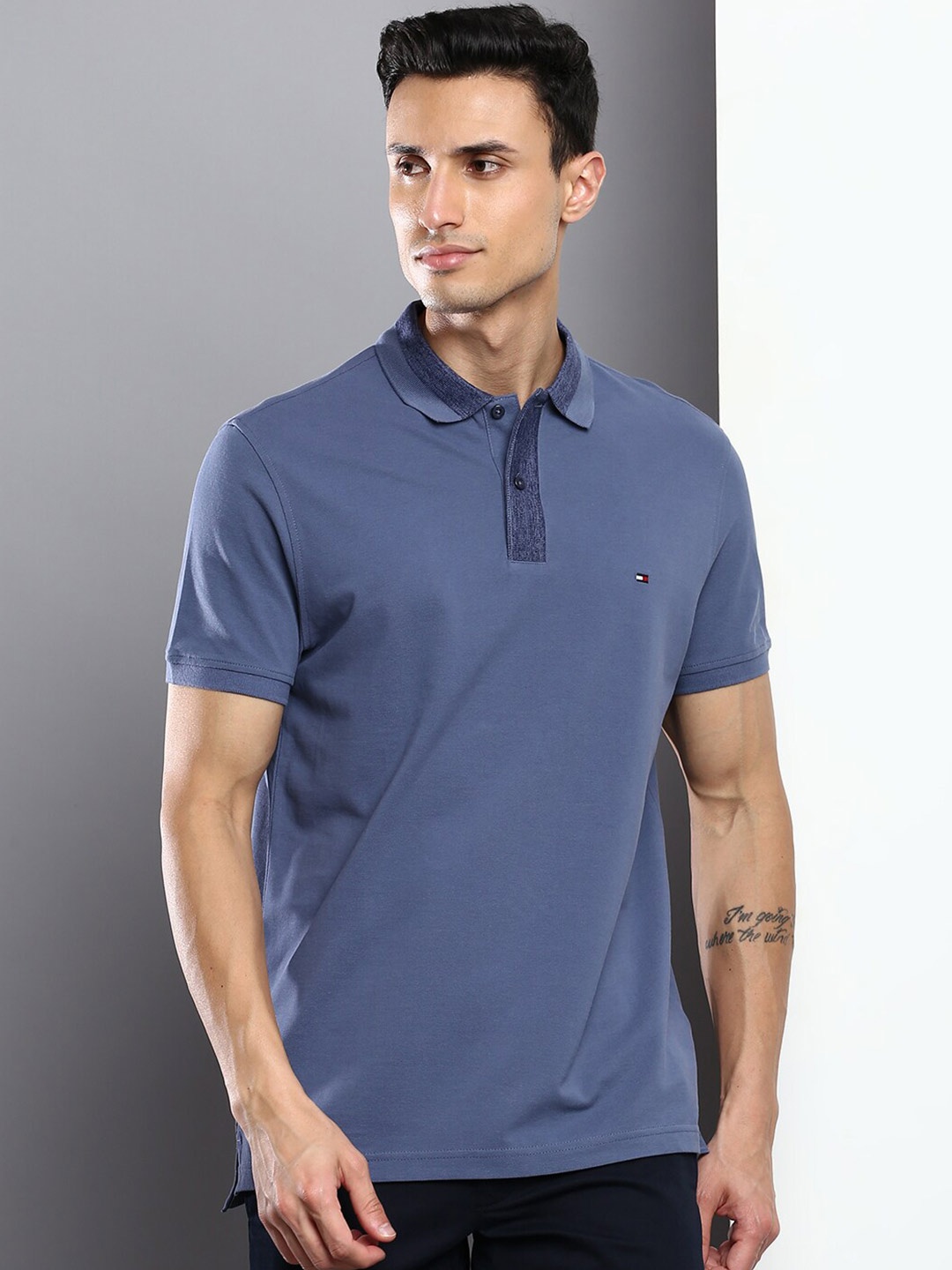 

Tommy Hilfiger Men Polo Collar Cotton T-shirt, Blue