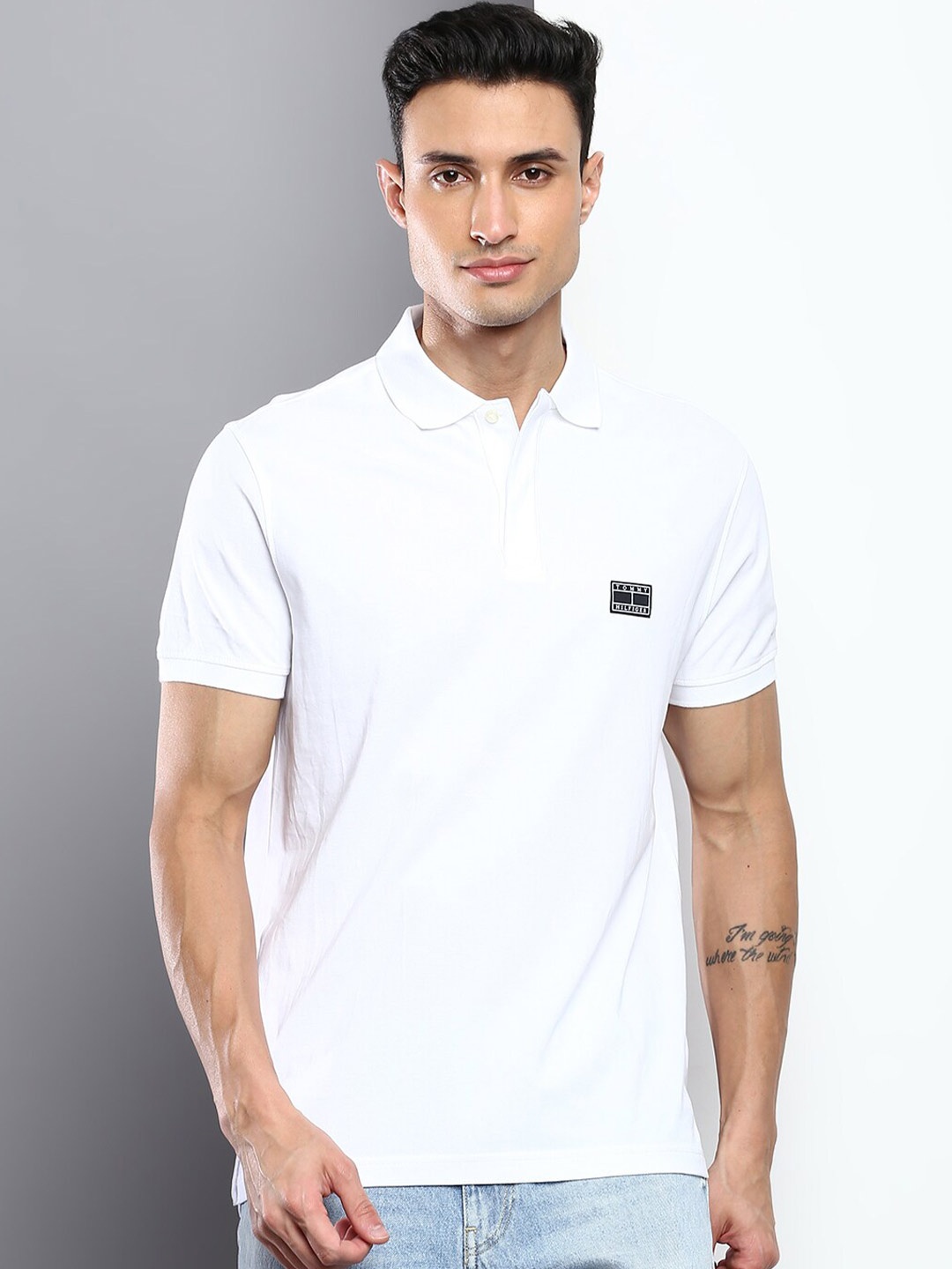 

Tommy Hilfiger Men Polo Collar Cotton T-shirt, White