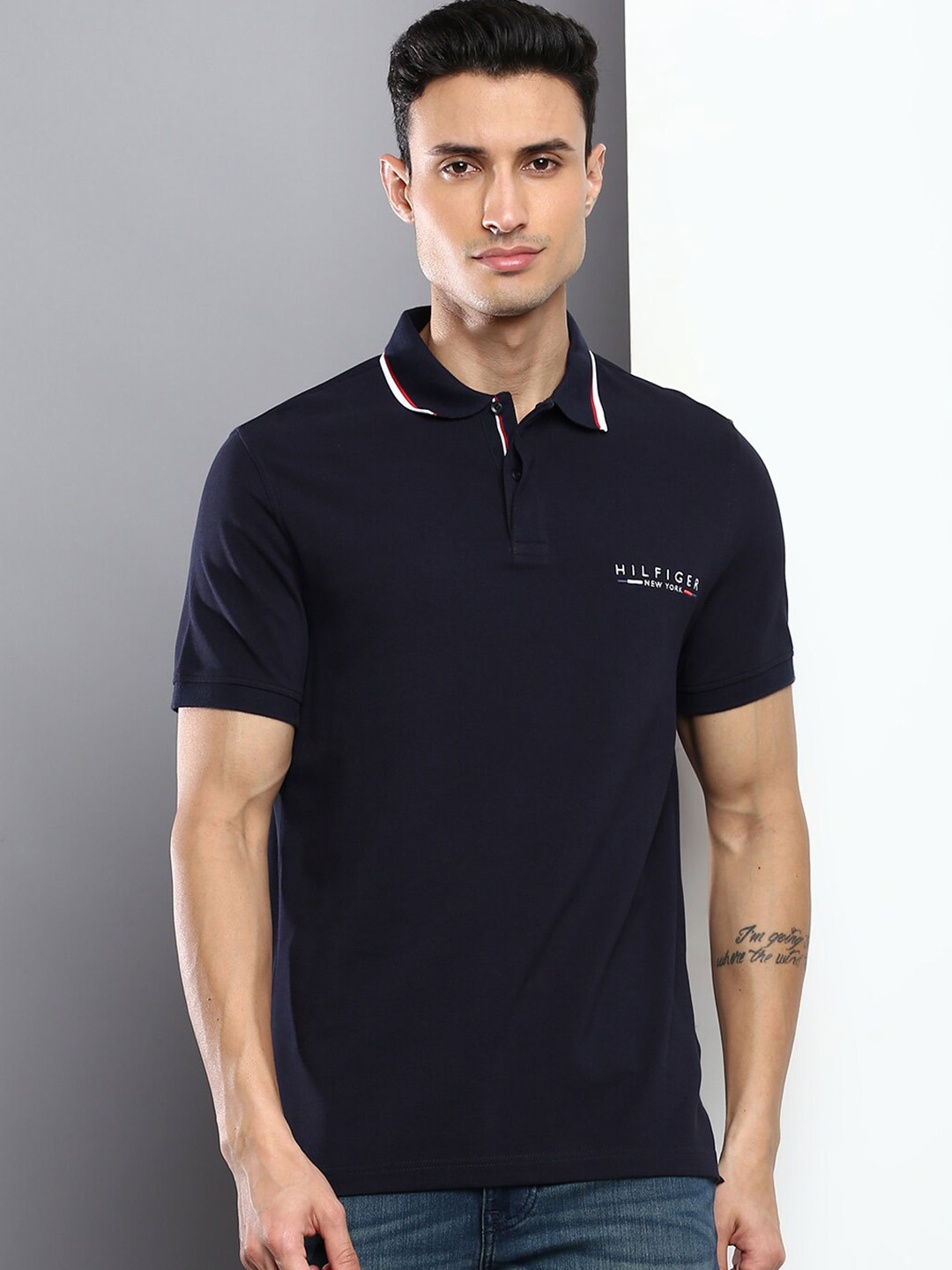

Tommy Hilfiger Men Polo Collar Cotton T-shirt, Navy blue
