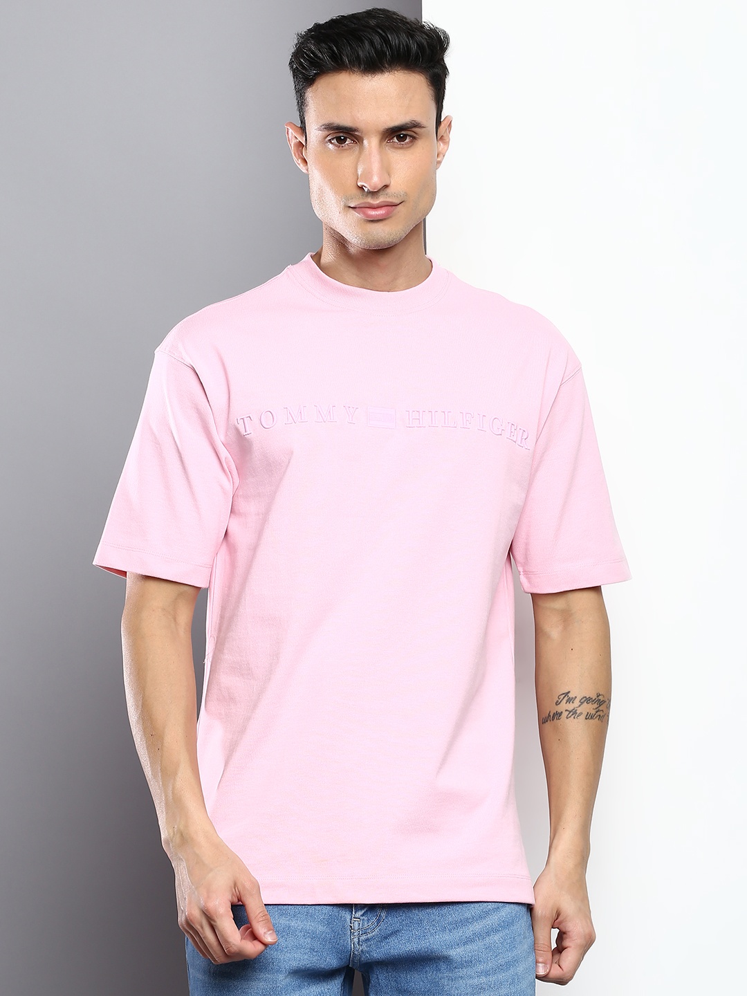 

Tommy Hilfiger Men Round Neck Cotton T-shirt, Pink