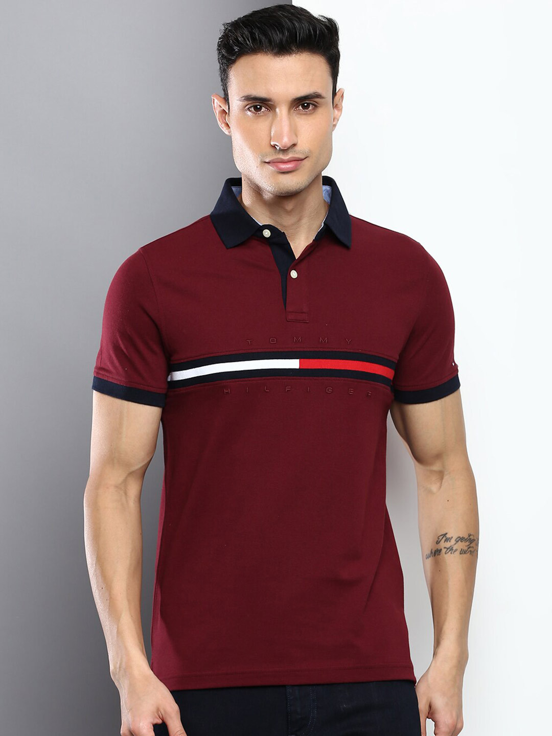 

Tommy Hilfiger Men Polo Collar Slim Fit T-shirt, Burgundy