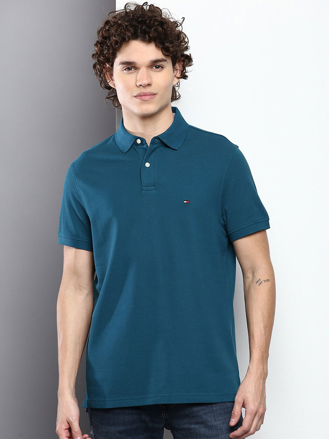 

Tommy Hilfiger Men Polo Collar T-shirt, Teal
