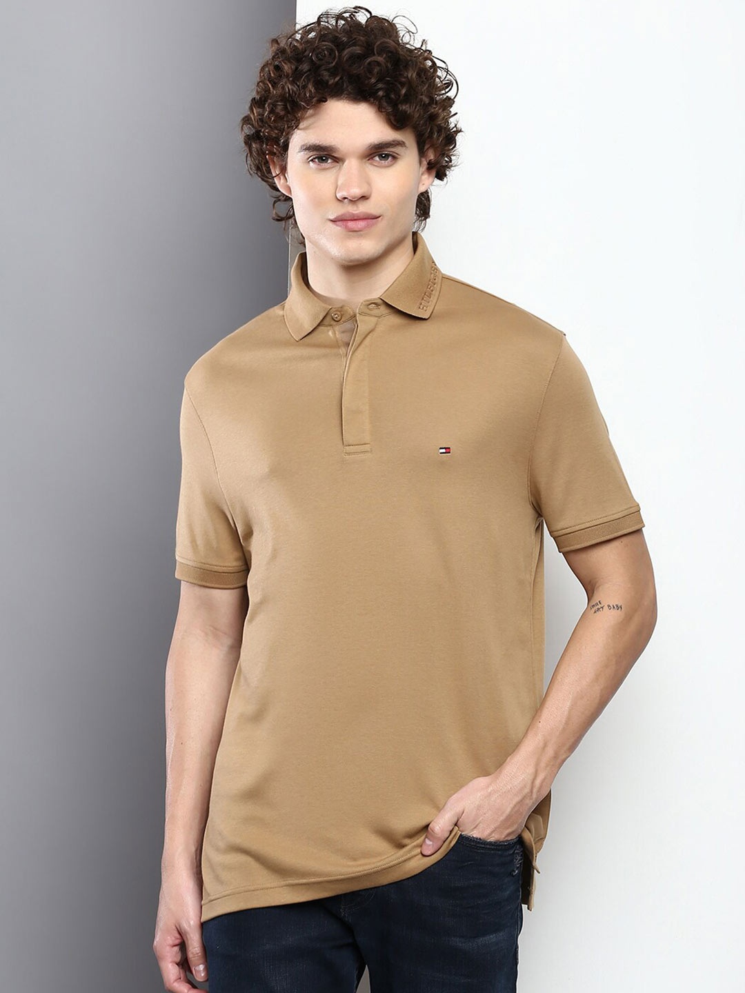 

Tommy Hilfiger Men Polo Collar Cotton T-shirt, Khaki