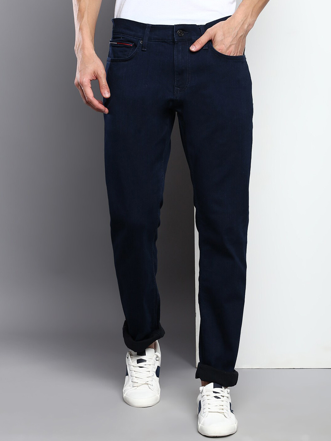 

Tommy Hilfiger Men Cotton Slim Fit Mid-Rise Jeans, Navy blue
