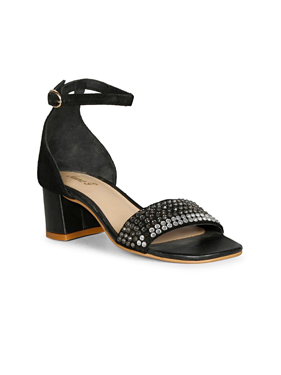 

Saint G Embellished Leather Block Heels, Black