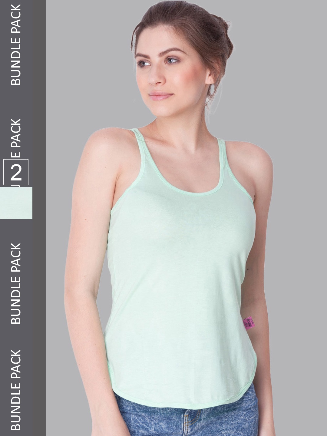 

Dollar Missy Women Pack Of 2 Cotton Camisoles, Green