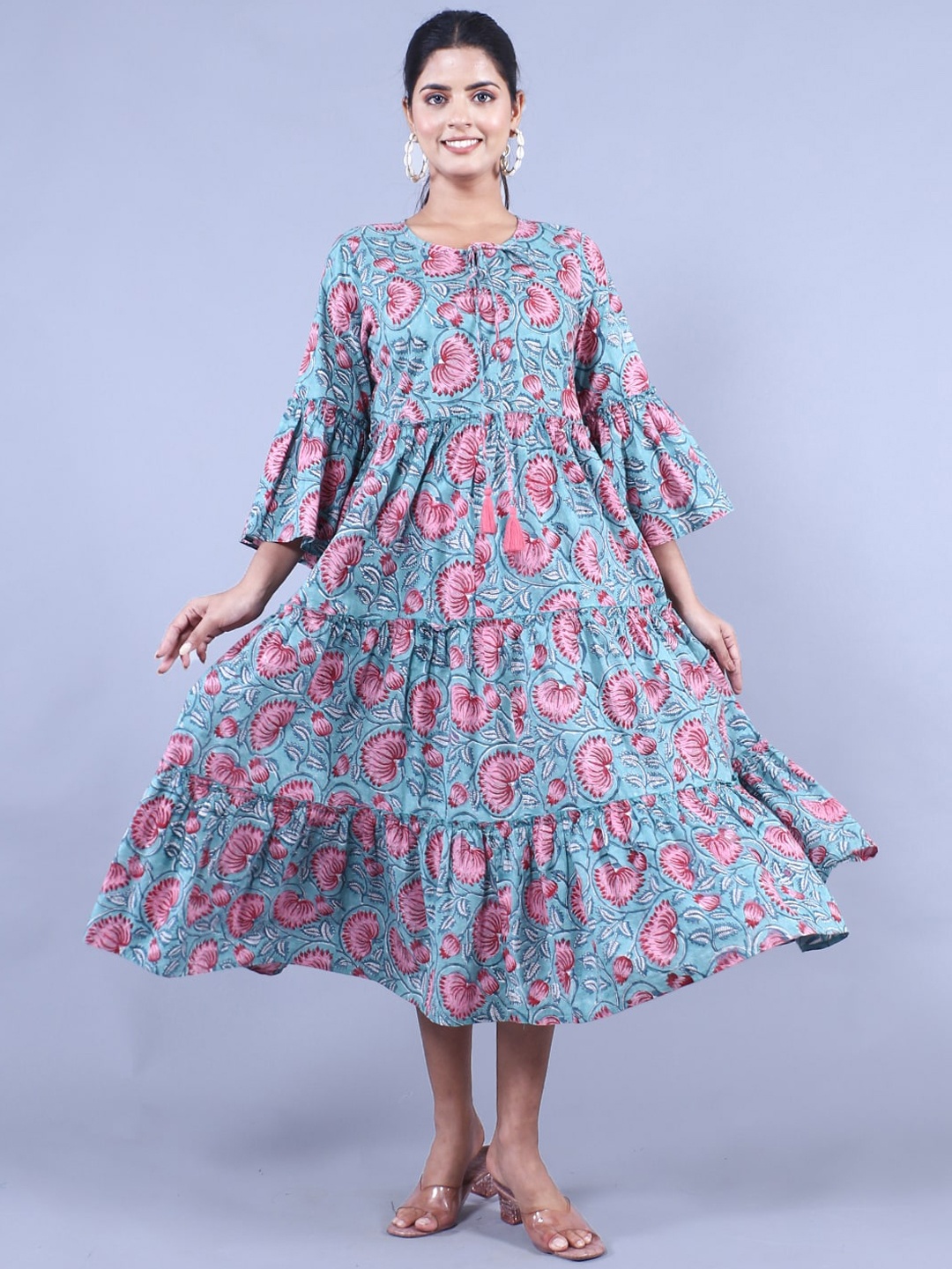 

HERE&NOW Floral A-Line Midi Dress, Blue