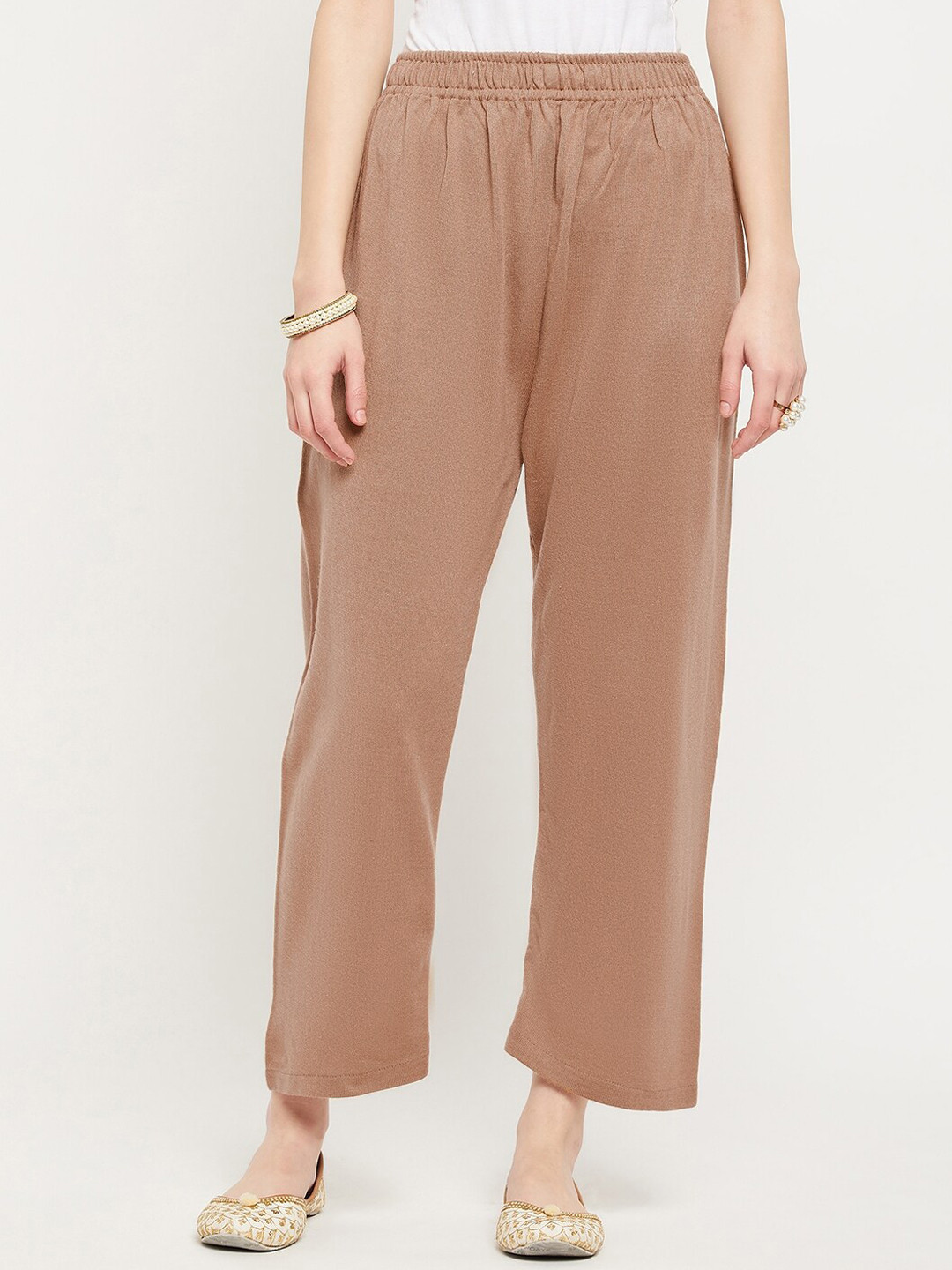 

Zigo Women Ethnic Slip On Straight Palazzo, Camel brown