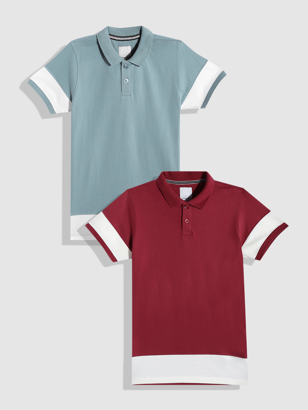 

UTH by Roadster Boys Pack of 2 Pure Cotton Colourblocked Polo Collar T-shirts, Red