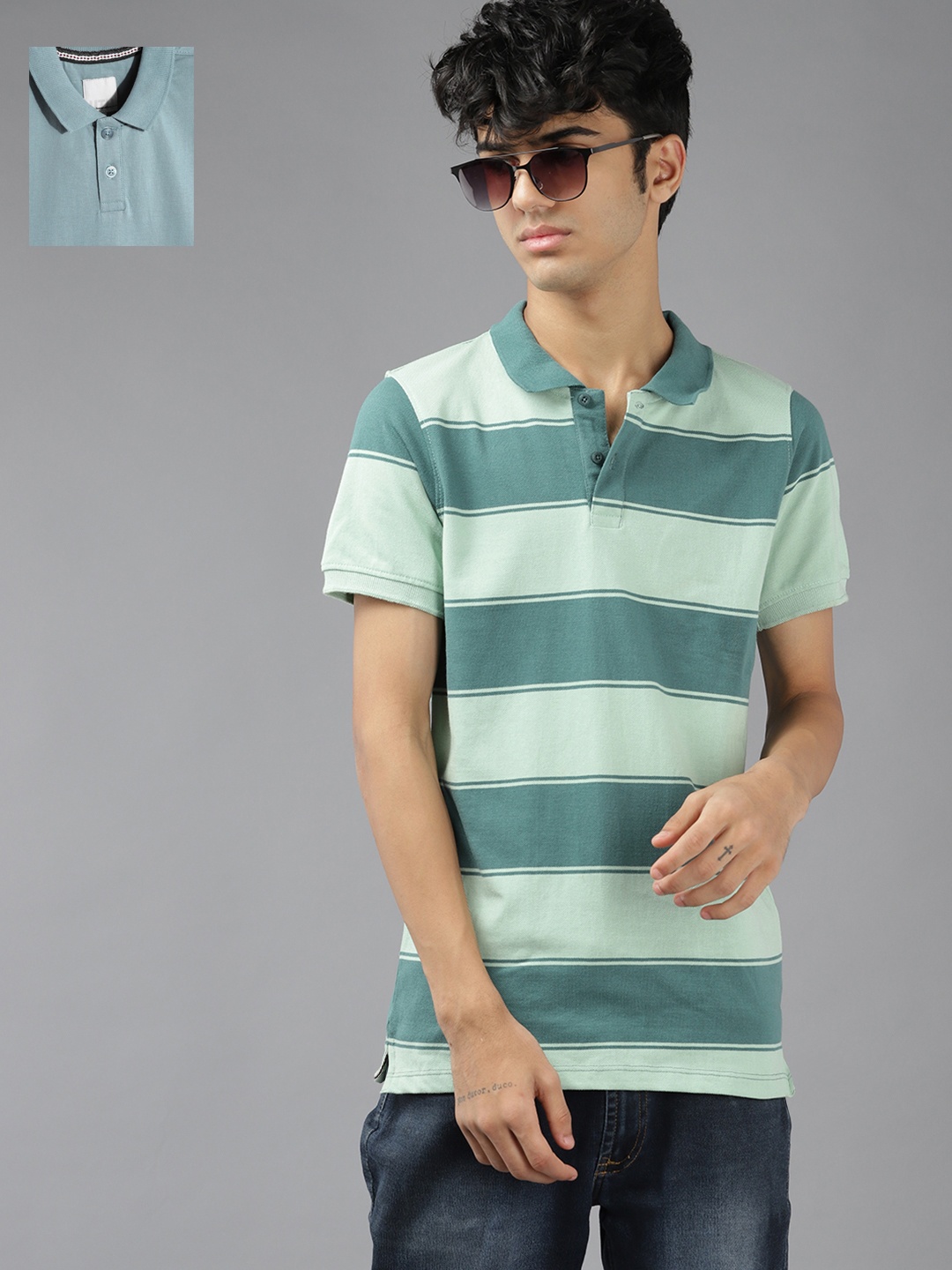 

UTH by Roadster Boys Pack of 2 Pure Cotton Polo Collar T-shirts, Green