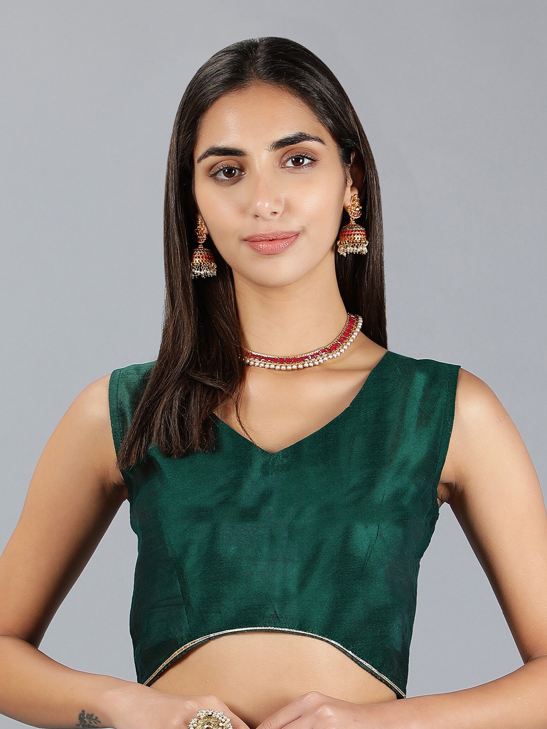 

NEUDIS V-Neck Crop Top, Green