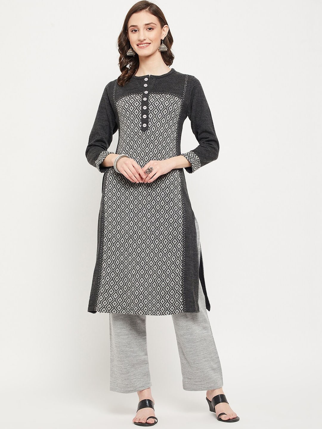 

Zigo Women Ethnic Motifs Kurta with Trousers, Grey