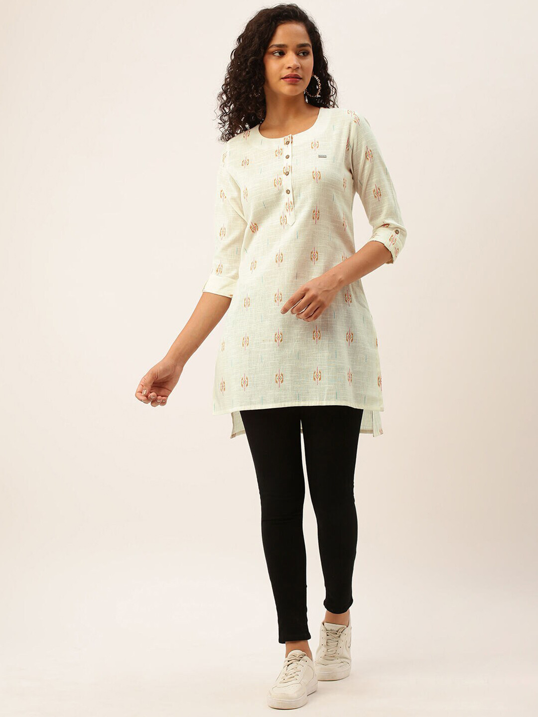 

ZOLA Cotton Printed Tunic, Cream