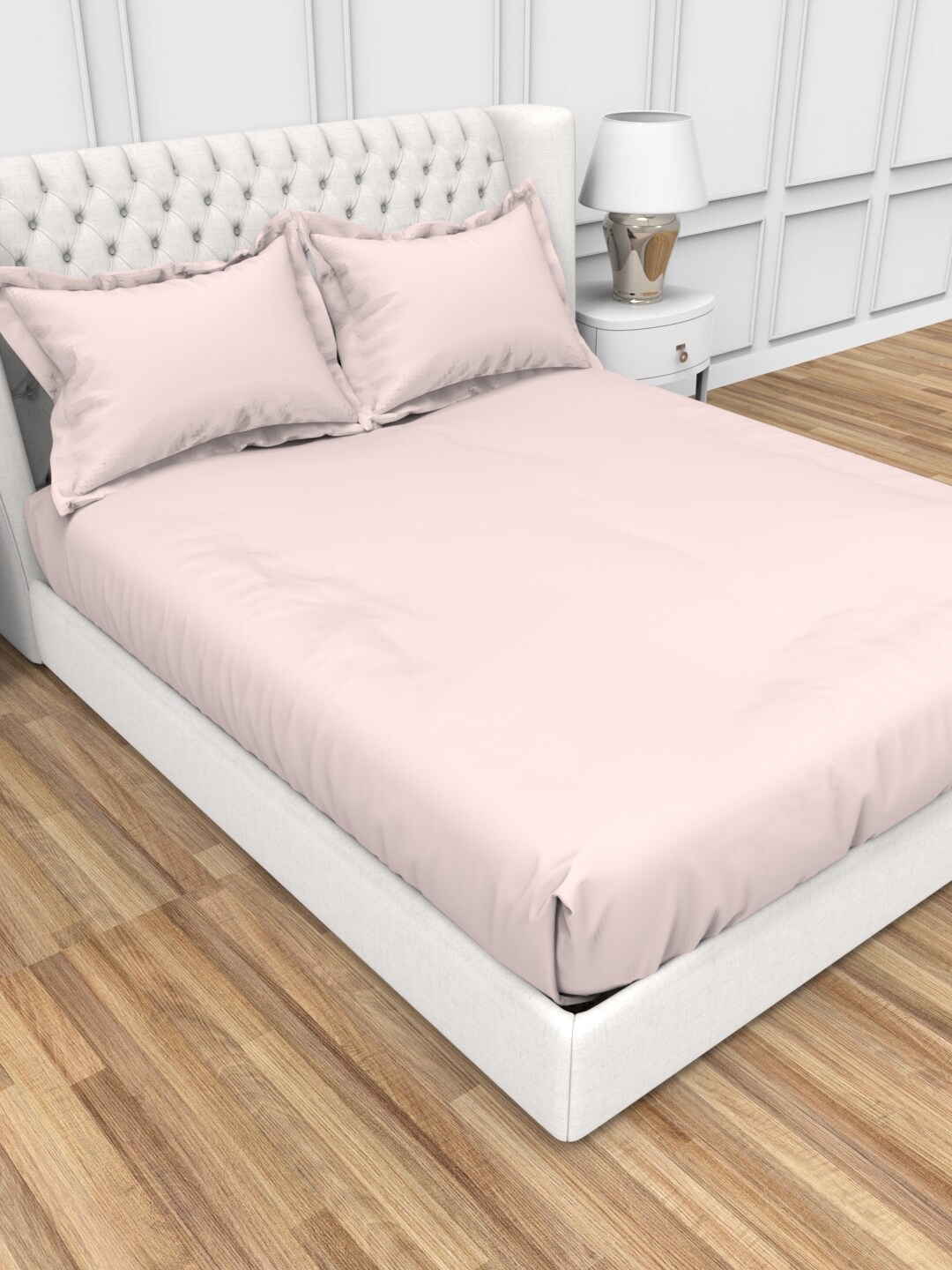 

THE WHITE MOSS Alley Pure Cotton 300 TC King Bedsheet with 2 Pillow Covers, Pink