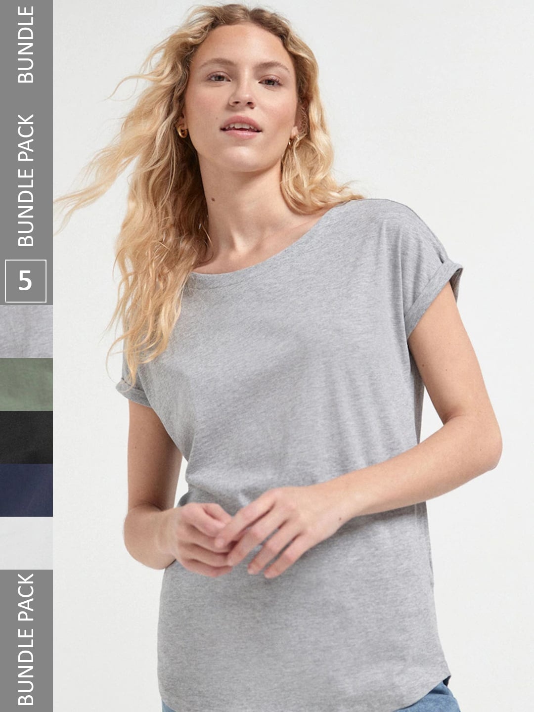 

NEXT Pack of 5 Cotton Extended Sleeves T-shirts, Grey melange