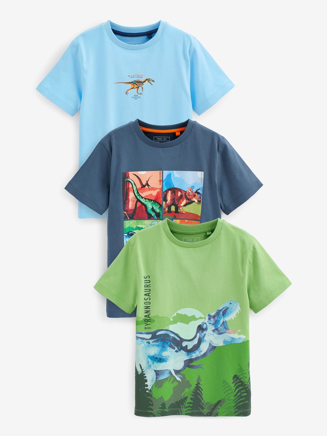 

NEXT Boys Pack of 3 Printed Pure Cotton T-shirts, Blue