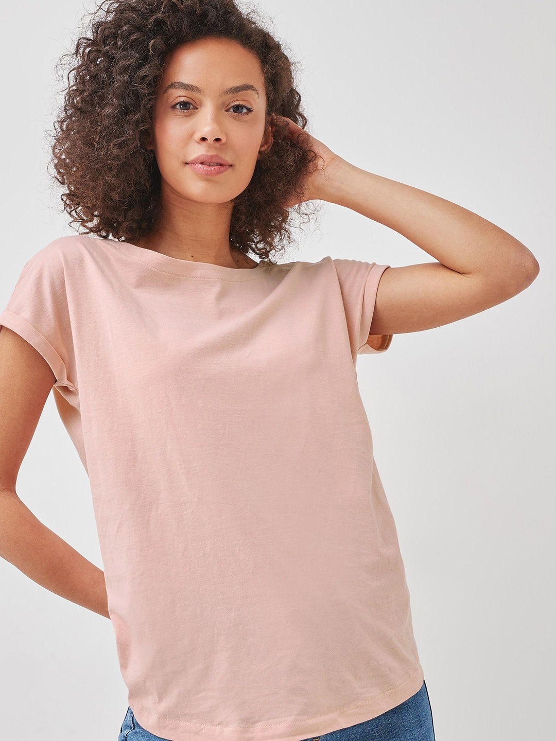 

NEXT Pure Cotton Extended Sleeves T-shirt, Pink