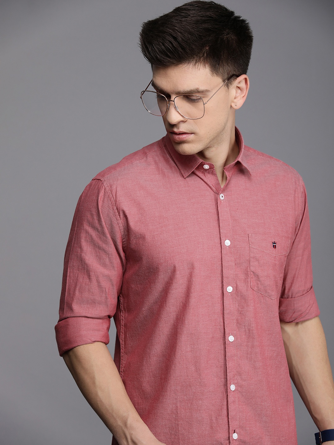 

Louis Philippe Sport Pure Cotton Oxford Slim Fit Casual Shirt, Rose