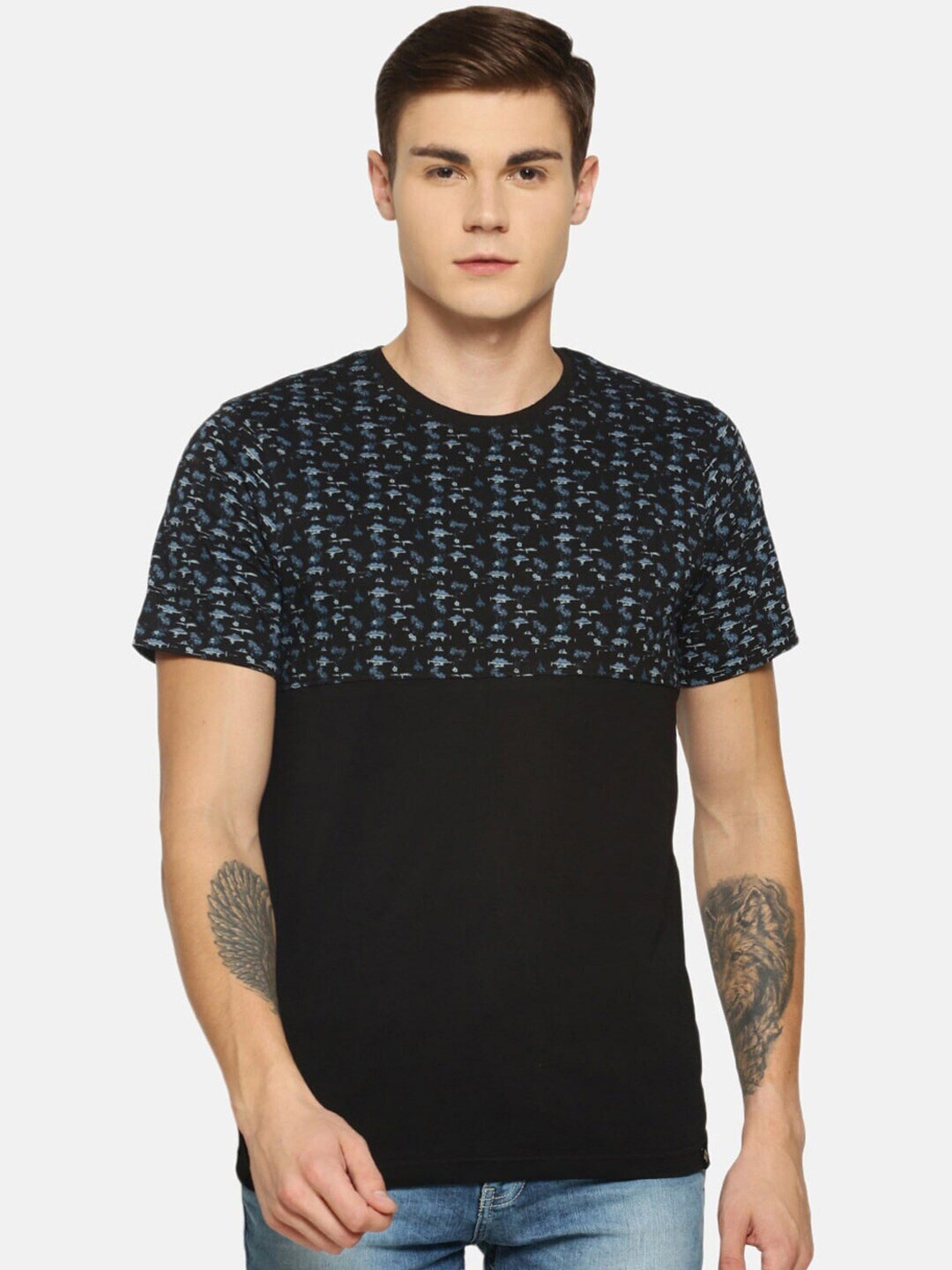 

Dollar Men Cotton Printed T-shirt, Black