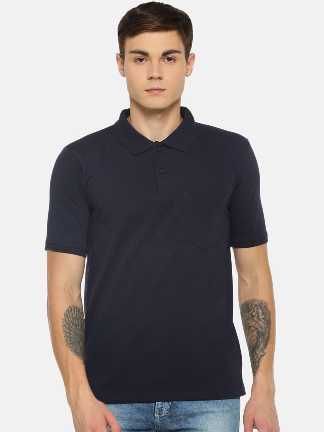 

Dollar Men Pure Cotton Polo Collar T-shirt, Navy blue