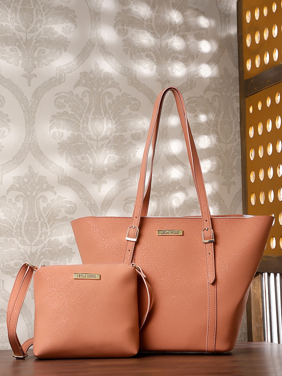 

LEGAL BRIBE Pack Of 3 PU Structured Bag, Pink