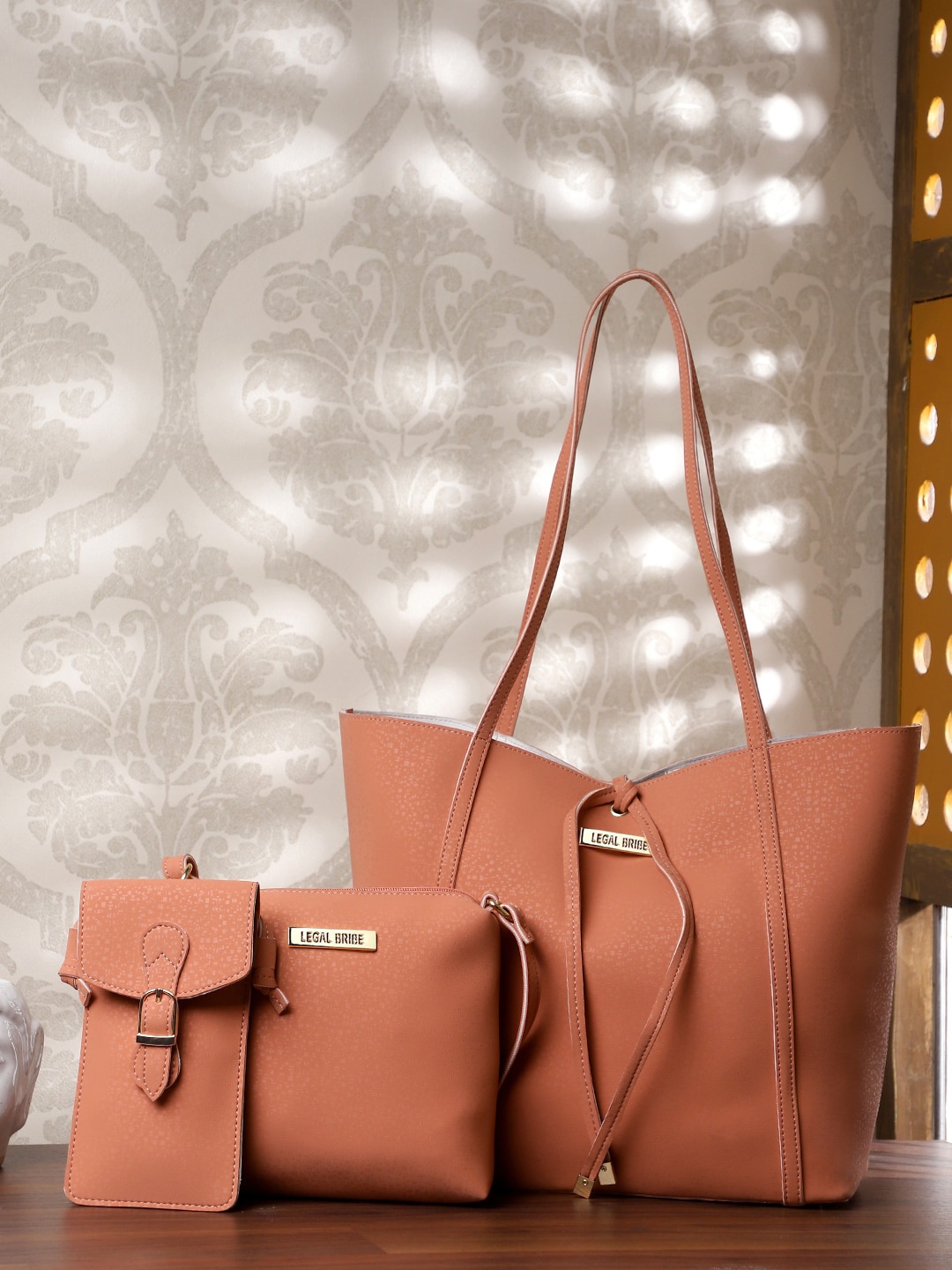 

LEGAL BRIBE Pack Of 3 PU Structured Bag, Pink