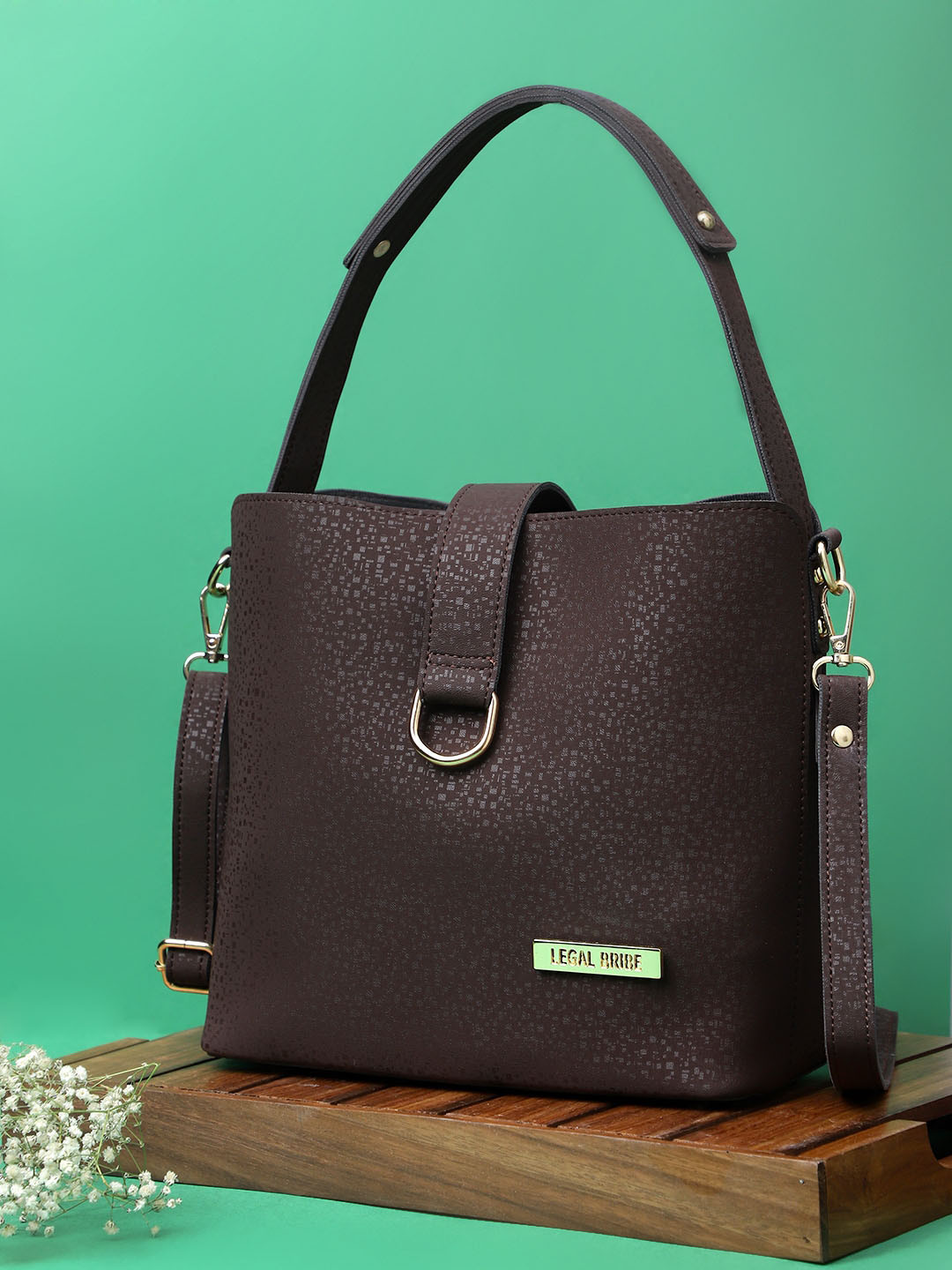 

LEGAL BRIBE Textured Structured Handheld Bag, Brown