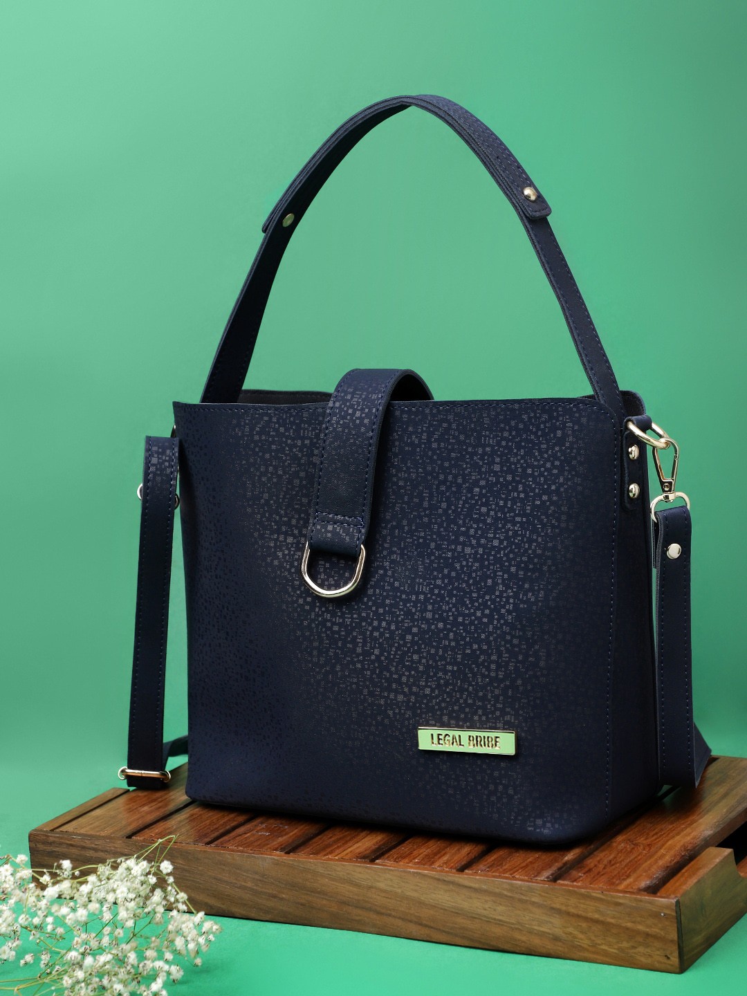 

LEGAL BRIBE Textured PU Structured Satchel, Blue