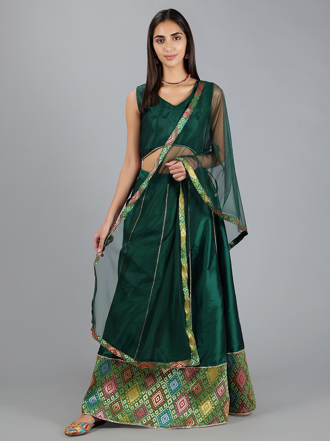 

NEUDIS Lehenga & Blouse With Dupatta, Green