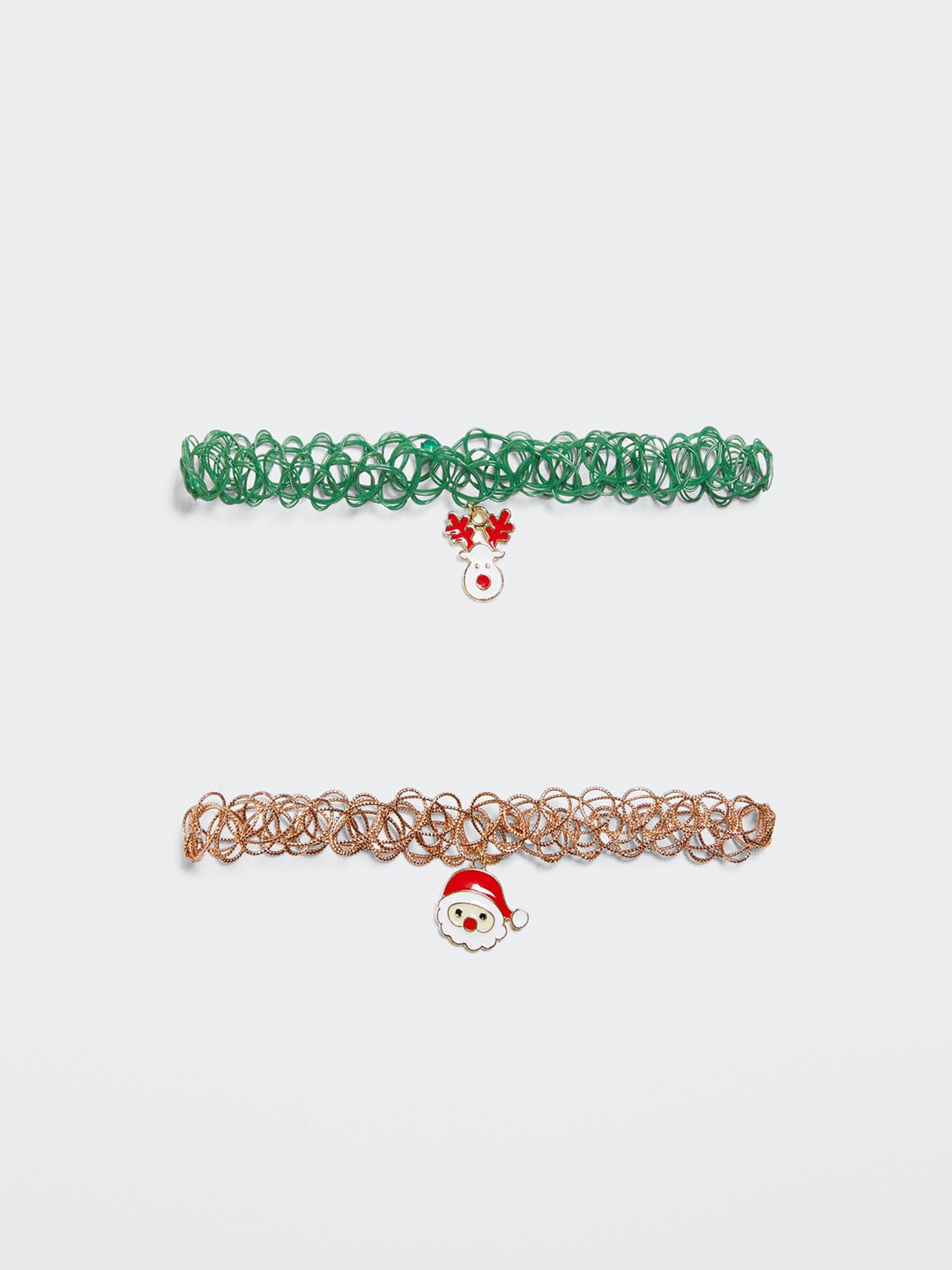 

Mango Kids Girls Choker Necklace with Christmas Pendants, Green