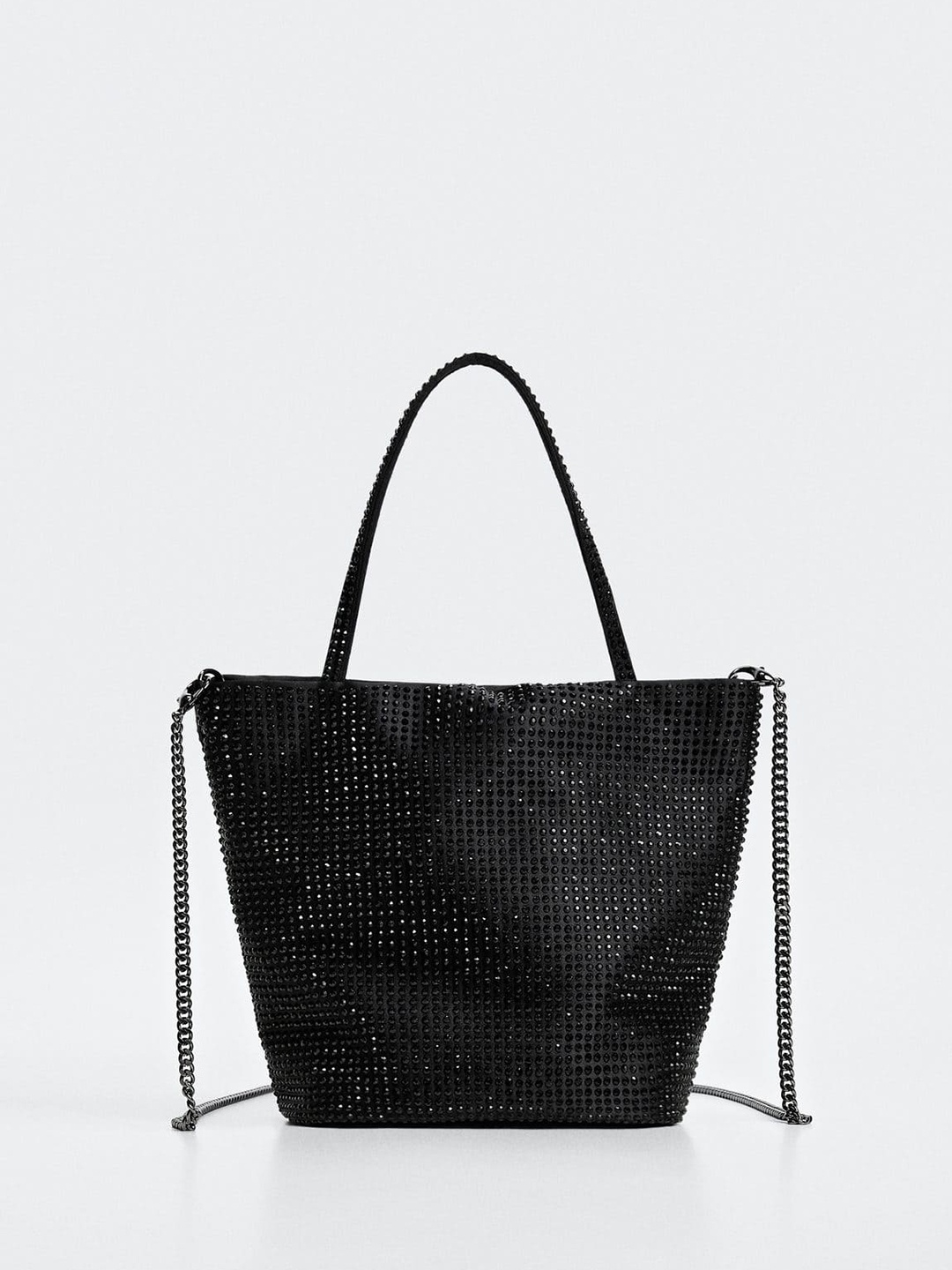 

MANGO Stone Embellished Structured Party Sling Bag, Black