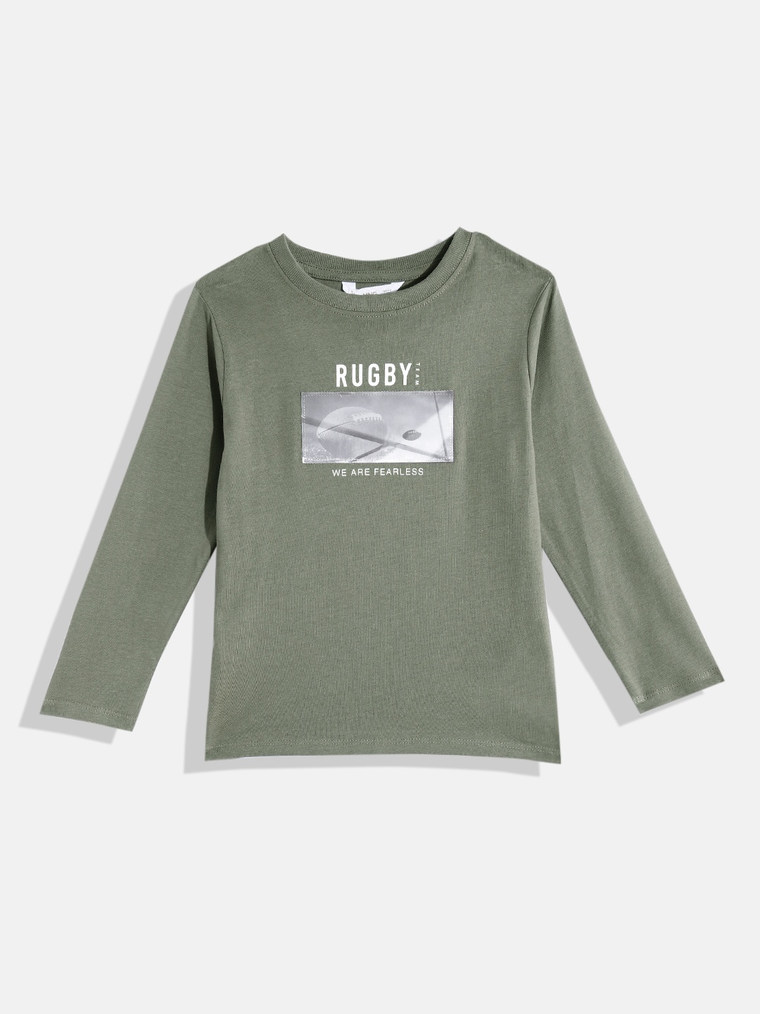 

Mango Kids Boys Printed Pure Cotton T-shirt, Olive