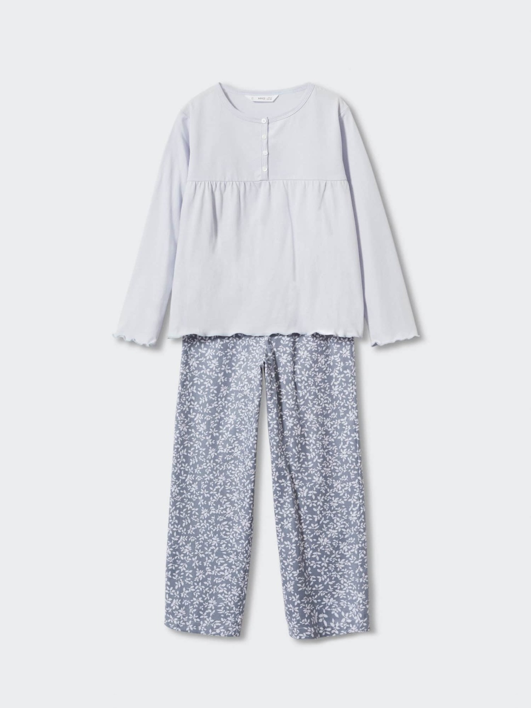 

Mango Kids Girls Pure Cotton Top With Printed Pyjamas, Blue