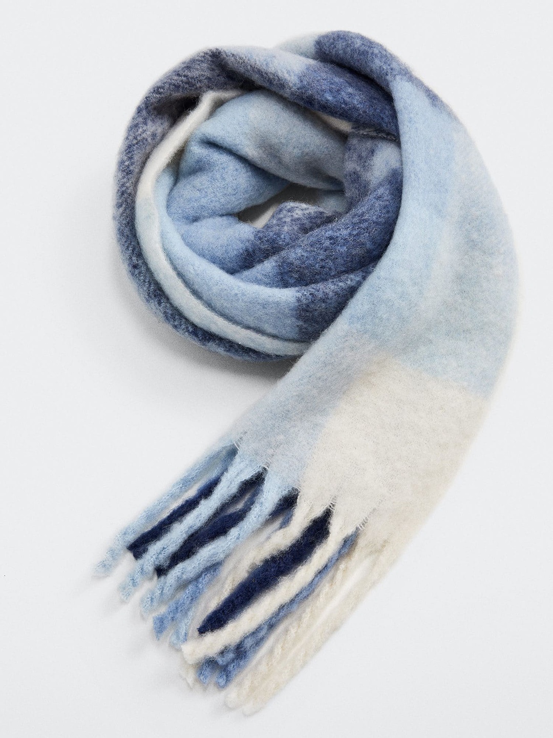 

MANGO Women Checked Scarf, Blue