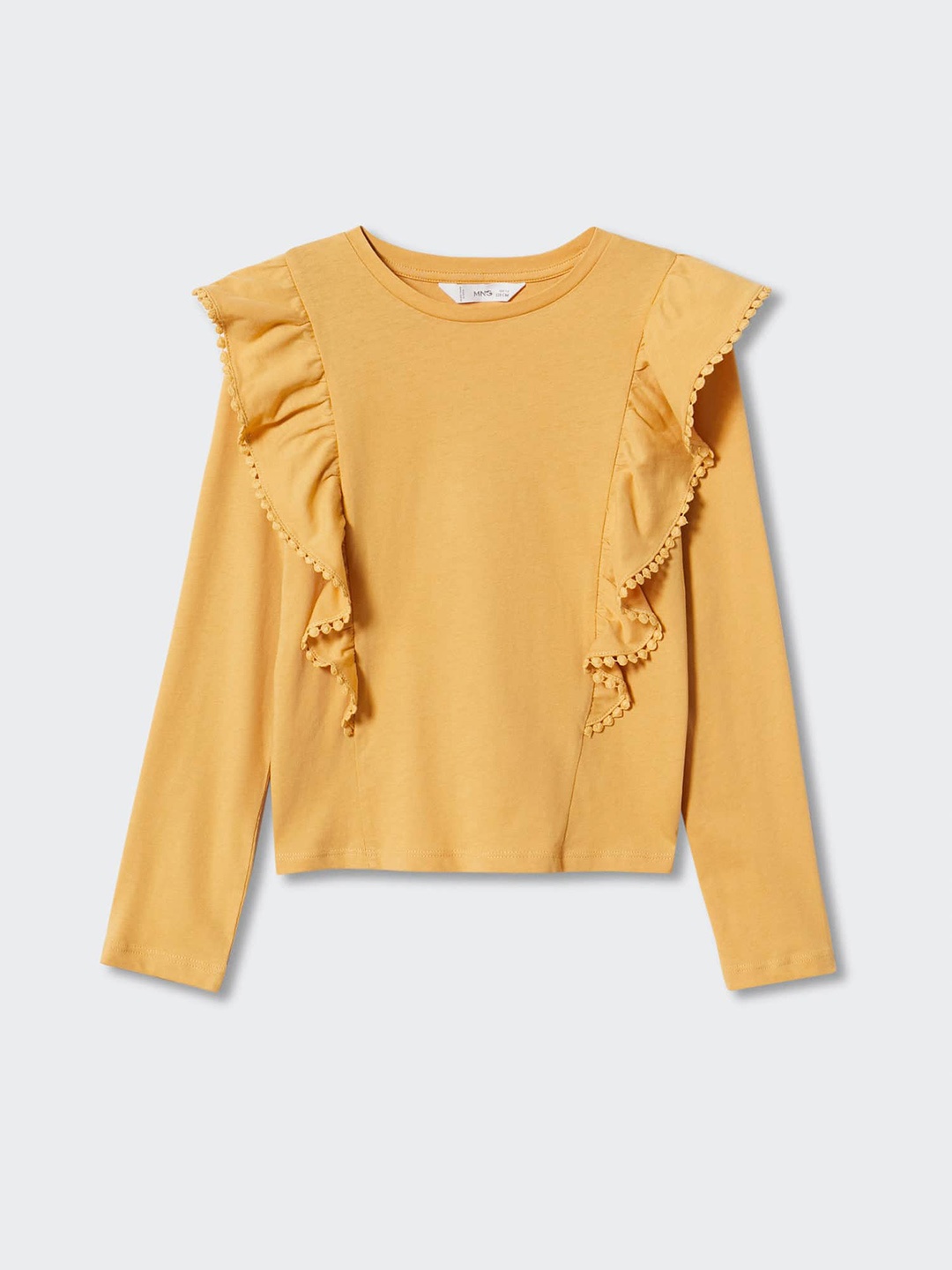 

Mango Kids Pure Cotton Ruffles Sustainable Top, Mustard